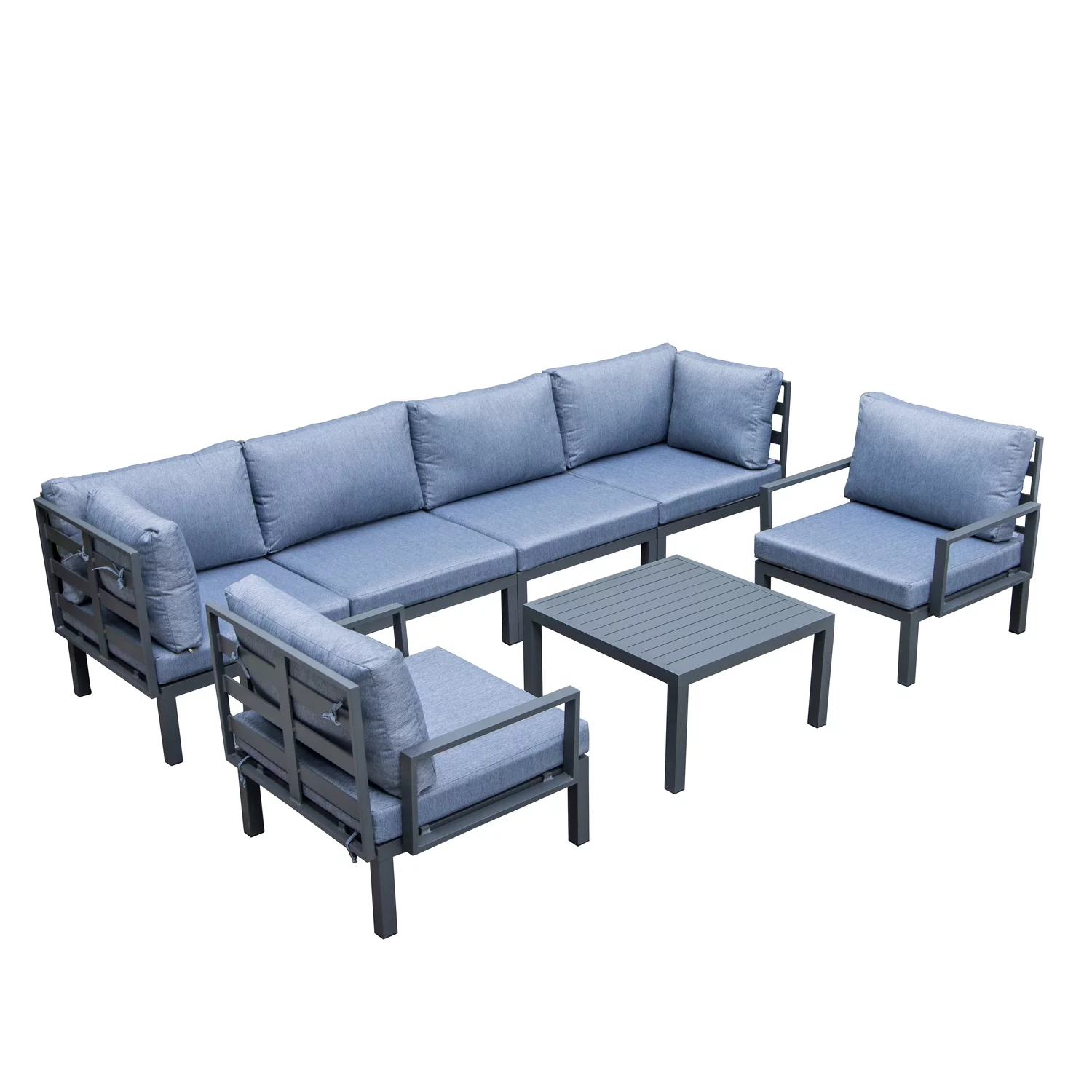 Maykoosh Earthy Elements 7-Piece Aluminum Patio Conversation Set With Coffee Table And Cushions
