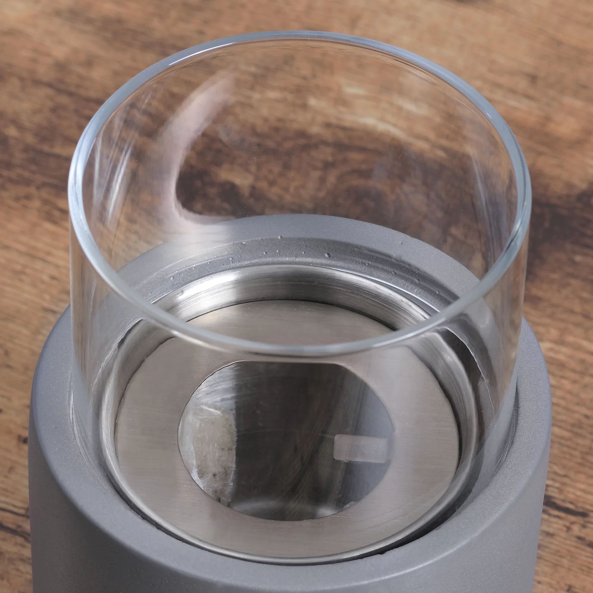 CoSoTower Tabletop Fireplace, Mini Concrete Ethanol Fire Bowl with Lid, Burns Up with Liquid Alcohol and Solid Tablet Alcohol, Light Grey