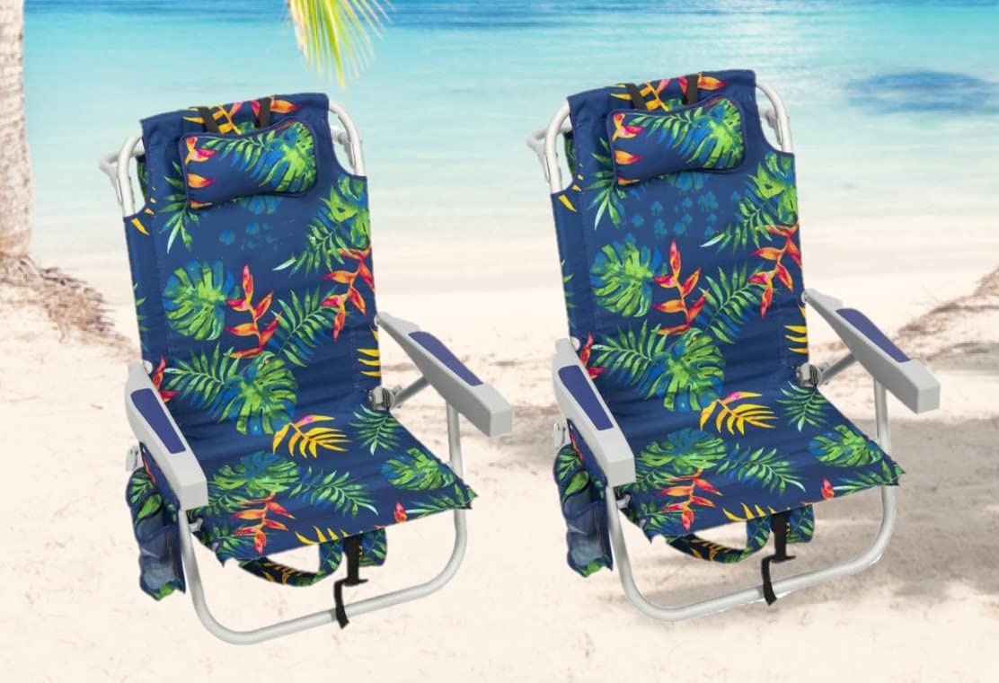 Backpack Beach Chair 2 Pack (Tropical Foliage), Dark Blue (2622206)