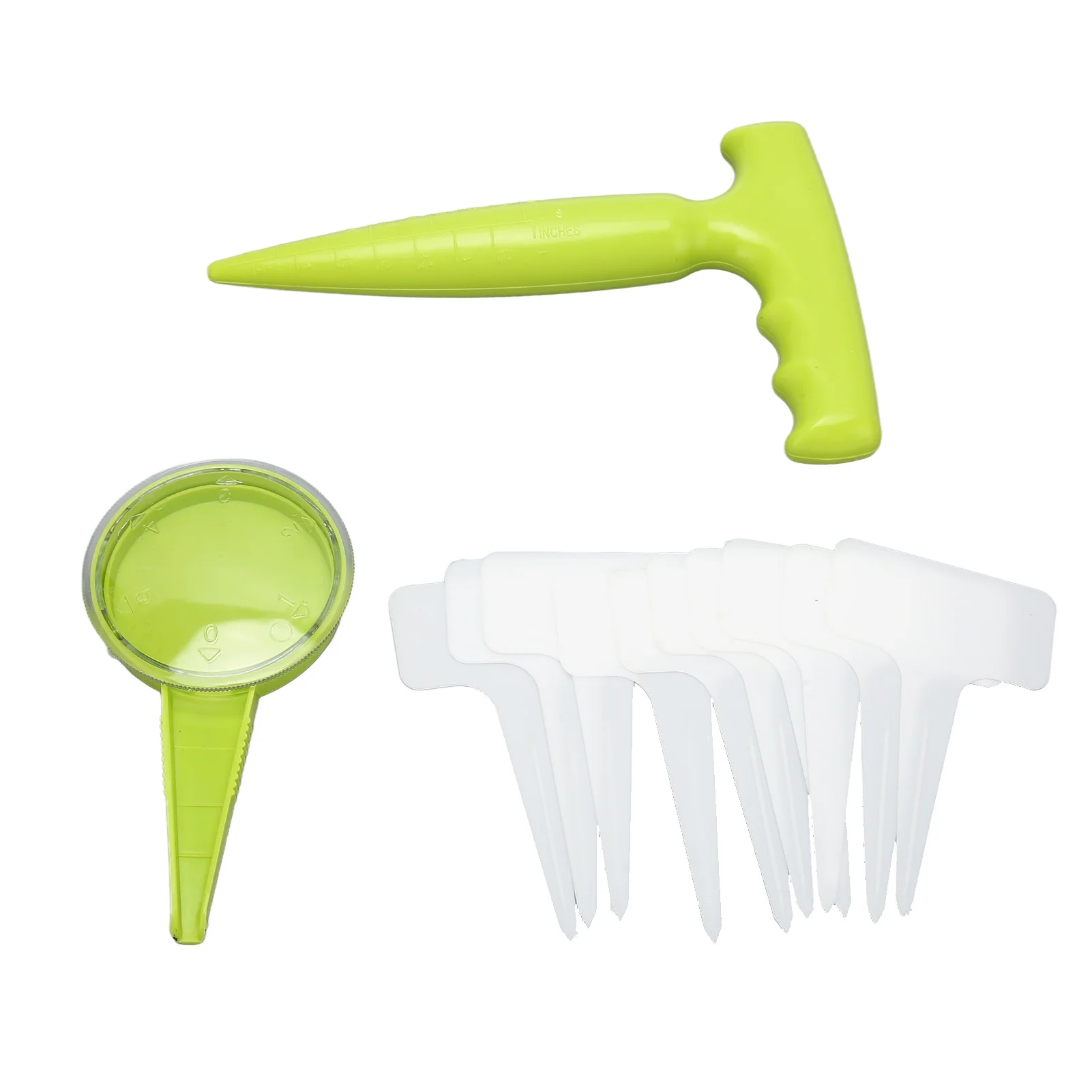 Qukaim Hand Seed Sower Seeder, 12pcs Seed Dispenser Planter Tool Set with 5 Dial Settings, Plant Dibber with Measurements, 10 Plant Label