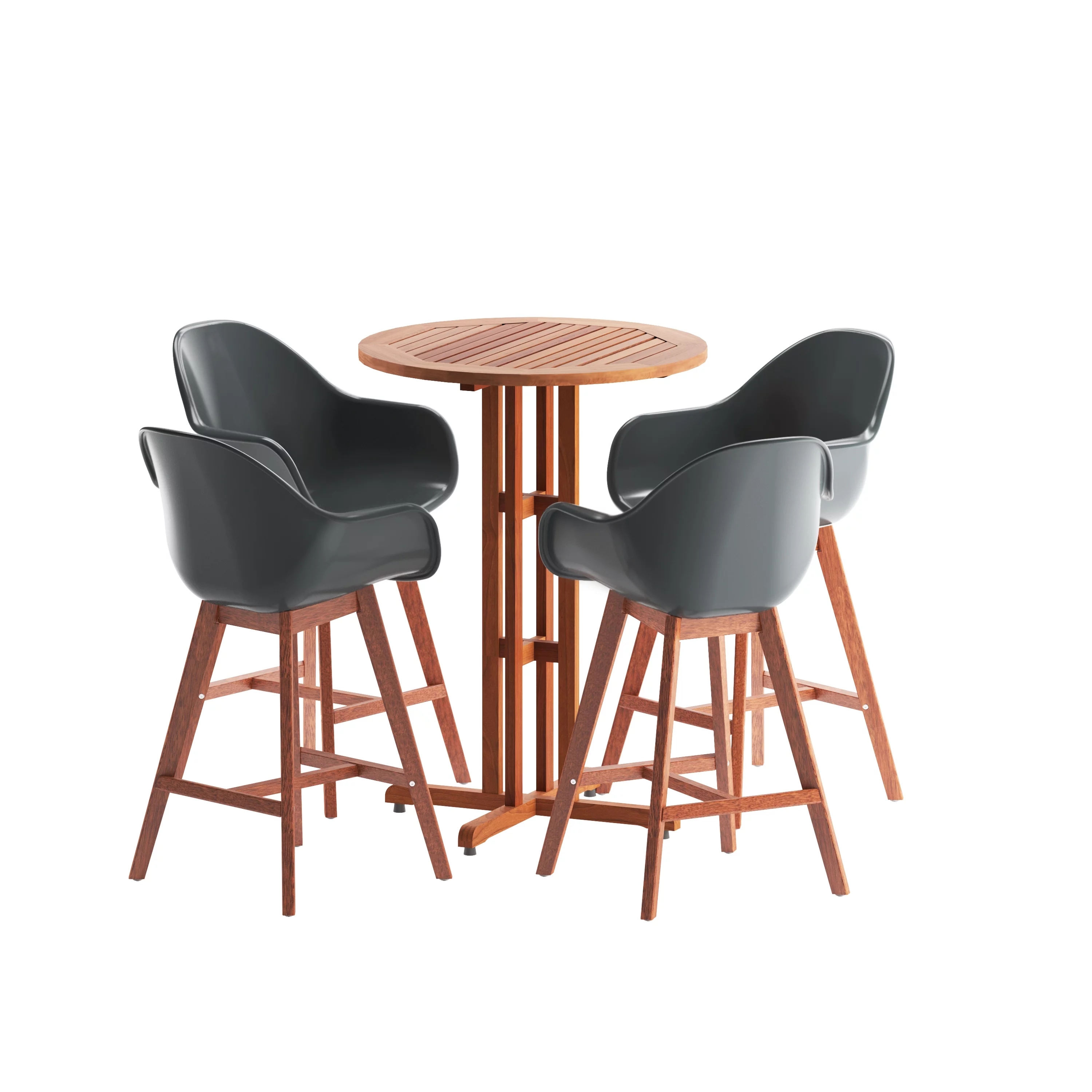 Amazonia Glenbar 5-Piece Patio Bistro Set, Eucalyptus Wood, Ideal for Outdoors and Indoors