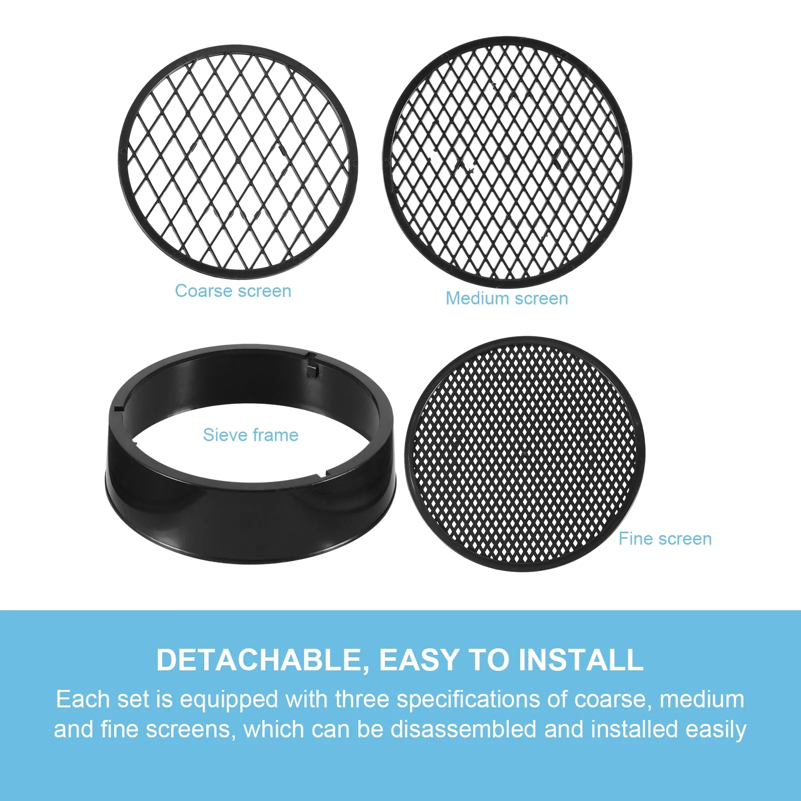 TINKSKY 5 sets/20pcs Mesh Sifting Pan Garden Sieve Gardening Tool Riddle Soil Sieve Set