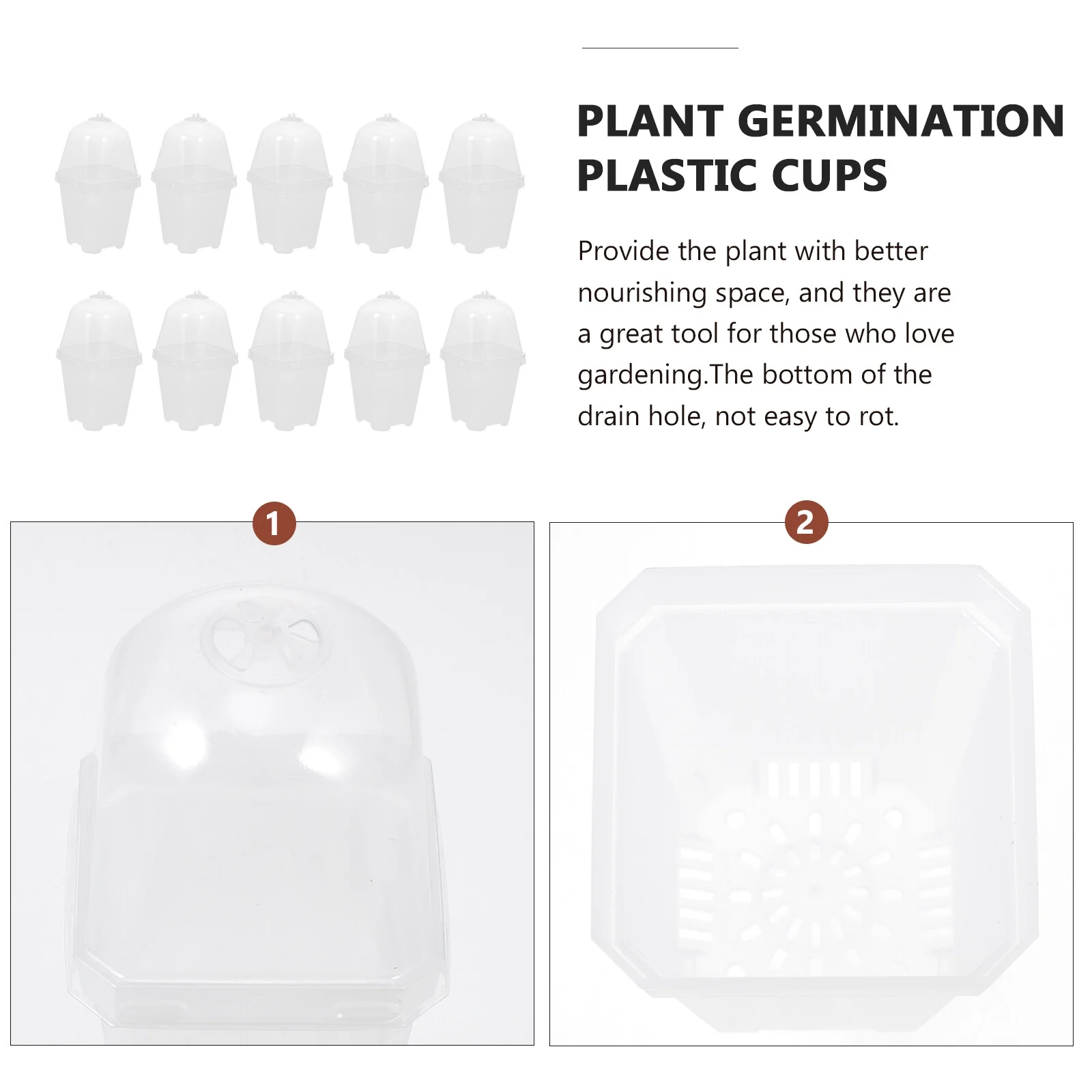 Guichaokj 10 Sets Plant Germination Plastic Cups Plant Growing Boxes Nursery Sowing Pots with LIds