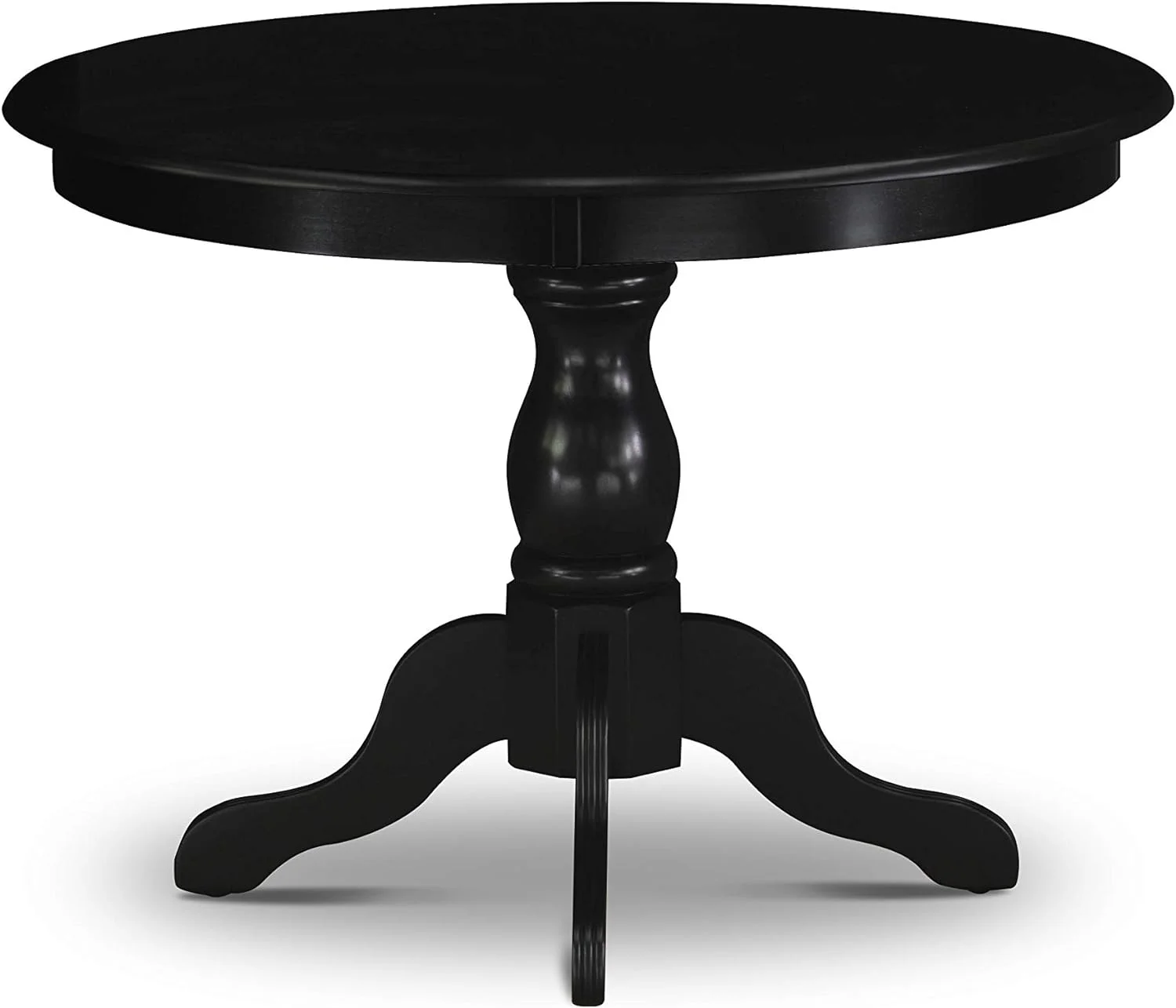 HYUN HBGA3-ABK-50 Hartland 3 Piece Set Contains a Round Dining Room Table with Pedestal and 2 Dark Gotham Linen Fabric Upholstered Parson Chairs, 42x42 Inch