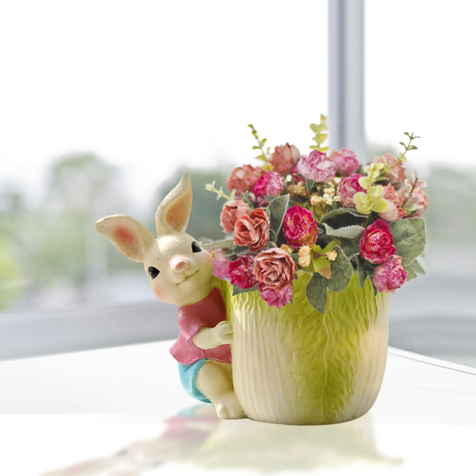 Creative Garden Rabbit Animal Meaty Flower Pot Resin Potted Balcony Garden Outdoor Creative Platter