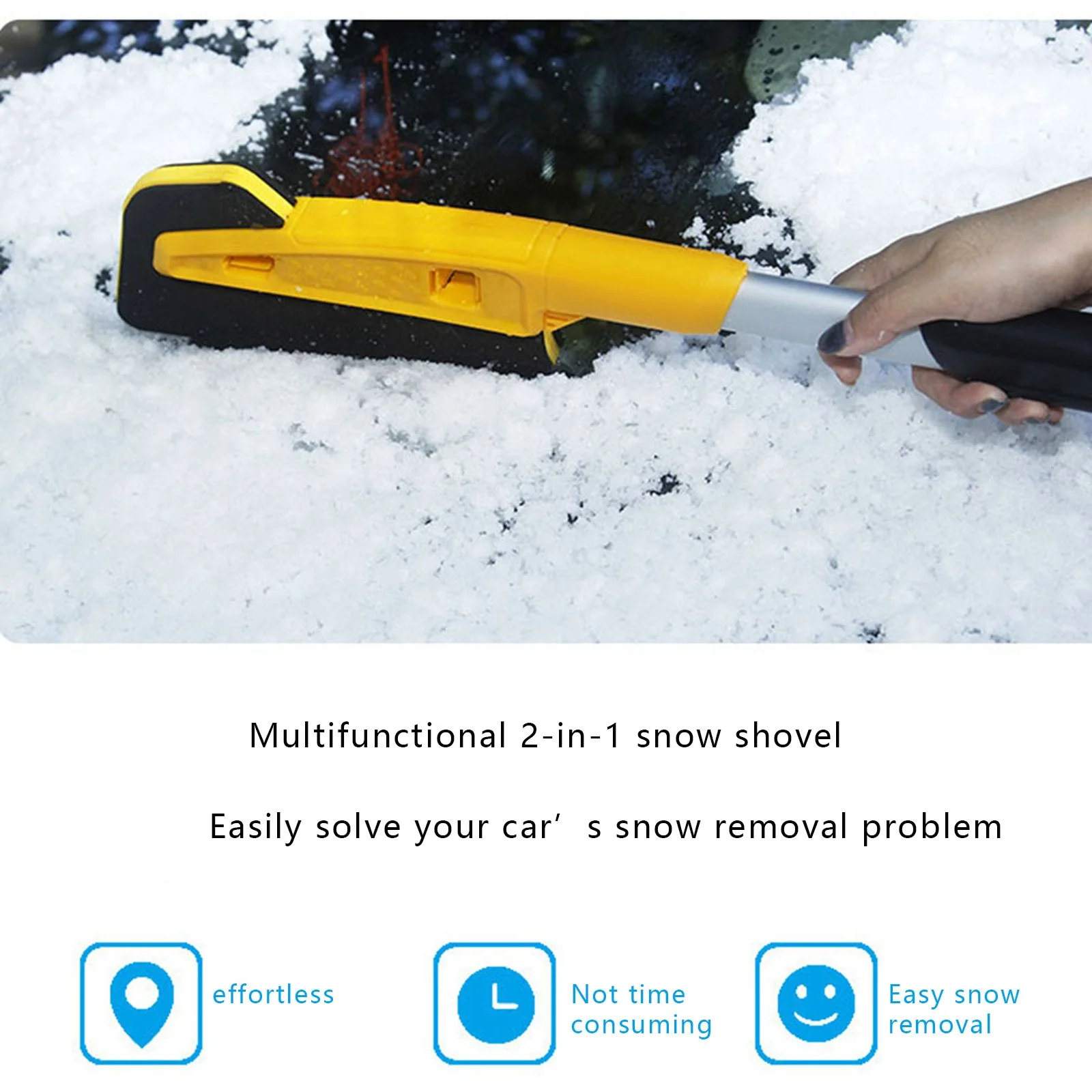 QNFEPKG Three In One Snow Shovel Sponge Snow Shovel Detachable Telescopic Long Handled Snow Brush Multi Functional Aluminum Alloy De Icing Shovel