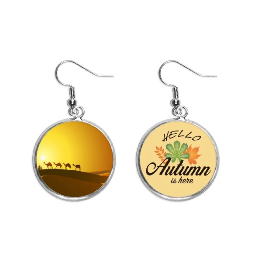 Sunset All the Way to the Silk Road Camel Desert Ear Dangle Autumn Earring Jewelry