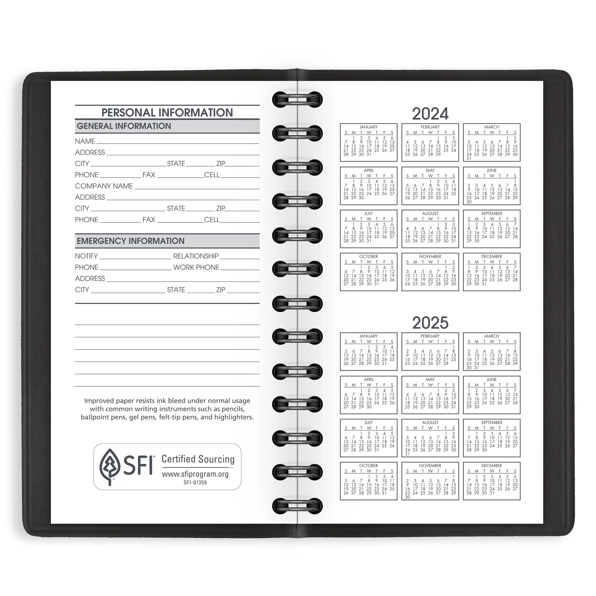 AT-A-GLANCE 2024 Weekly Planner Black Pocket 2 12 x 4 12 - Weekly Planners