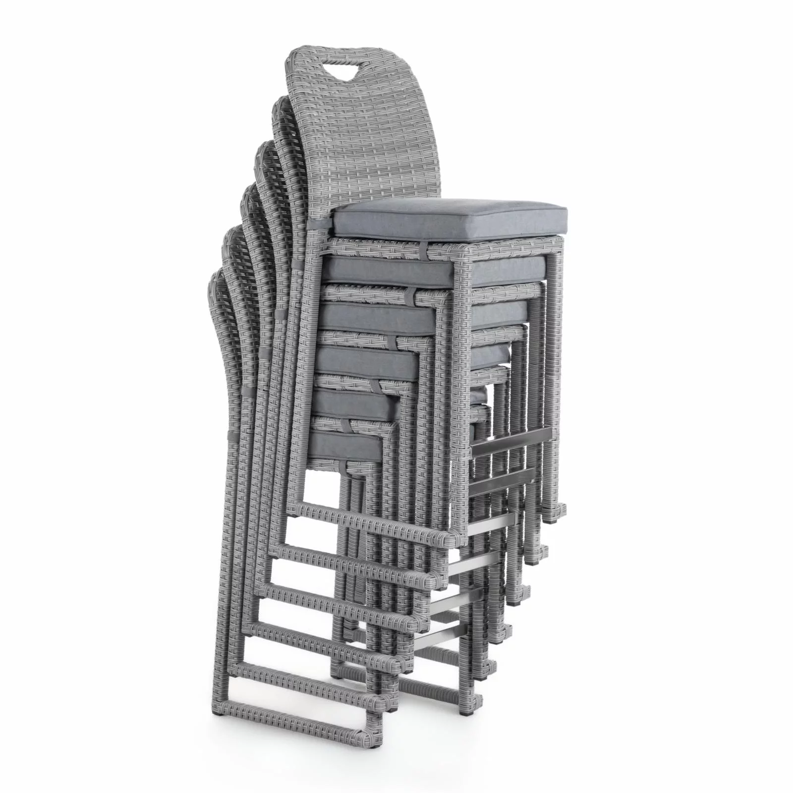 Greemotion Cyprus Stainless Steel Gray Outdoor Bar Height Dining Stools Set of 6