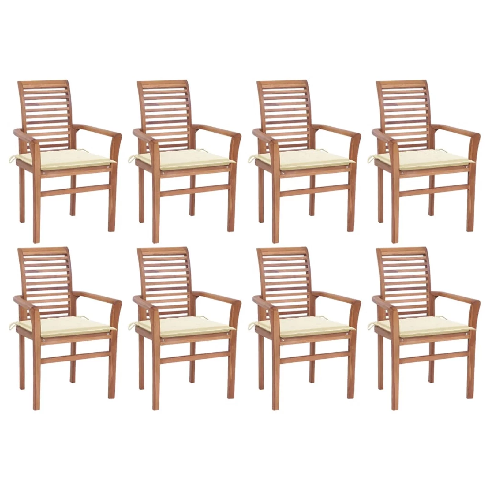 Walmeck Dining Chairs 8 pcs with Cushions Solid Teak Wood