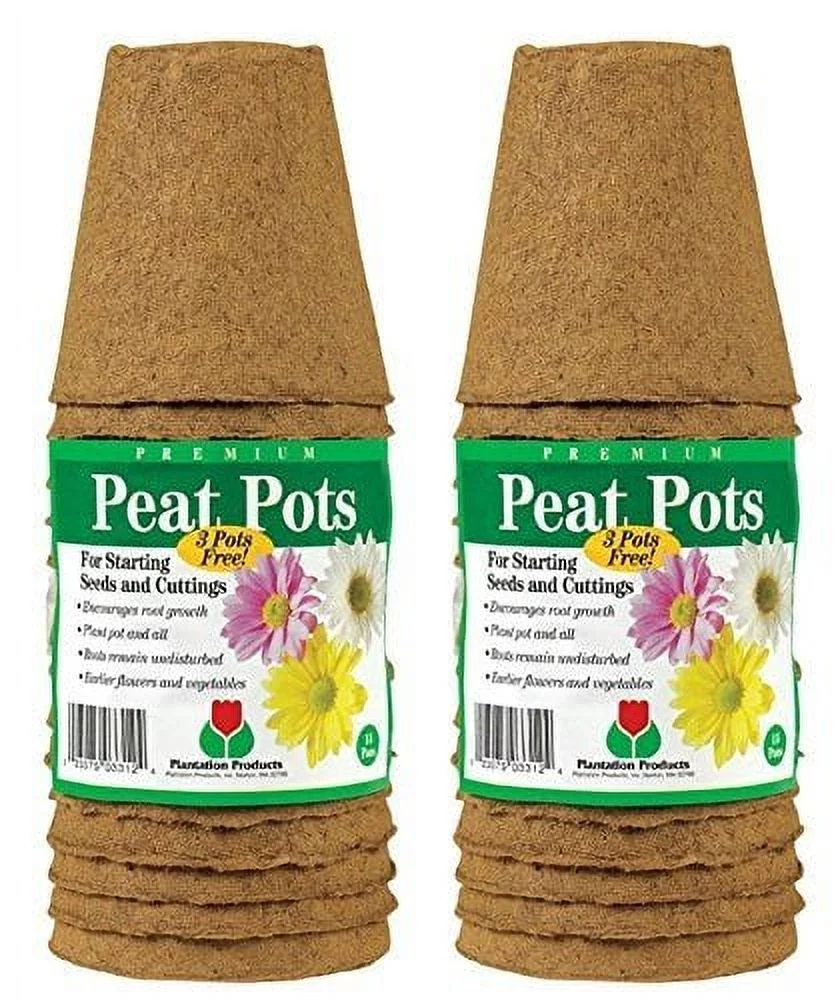 15 Pack 3-Inch Round Fiber Pots - 2 Pack