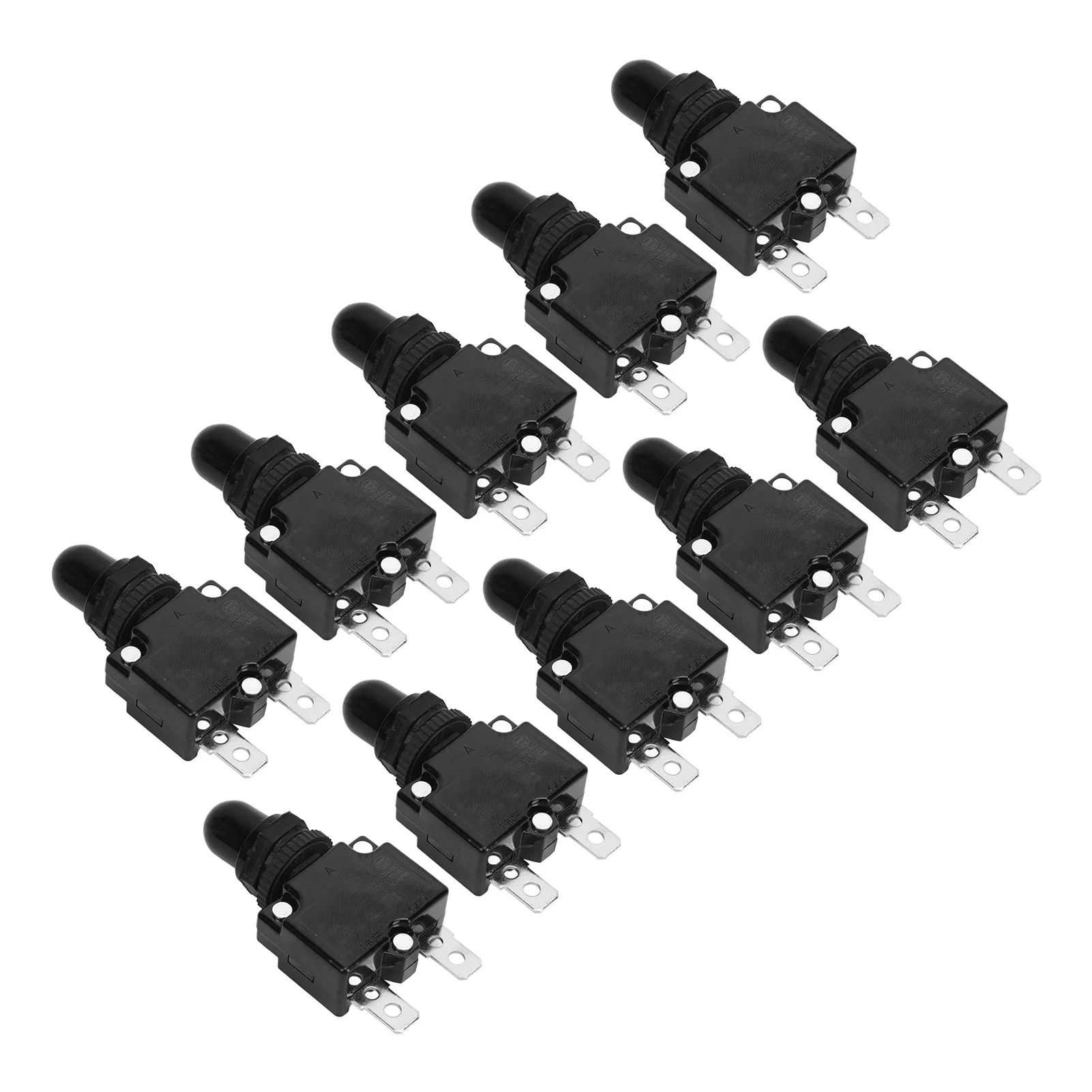Automatic Reset Relay Fuse, 5a Manual Reset Relay 10Pcs Hand Reset Relay PC and Silver Waterproof Circuit Breaker Overload Protection 125 250 VAC 65 VDC 50 60 Hz