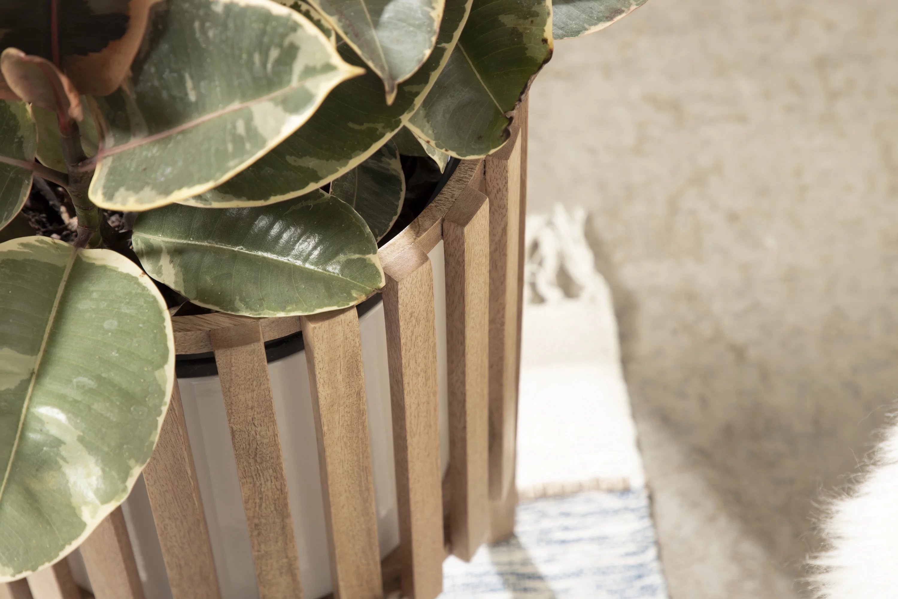 Kate and Laurel Paynter Wood Planter Set, 22 x 12 and 18 x 10, Natural Brown, Boho Modern Wooden Planter Two-Piece Set