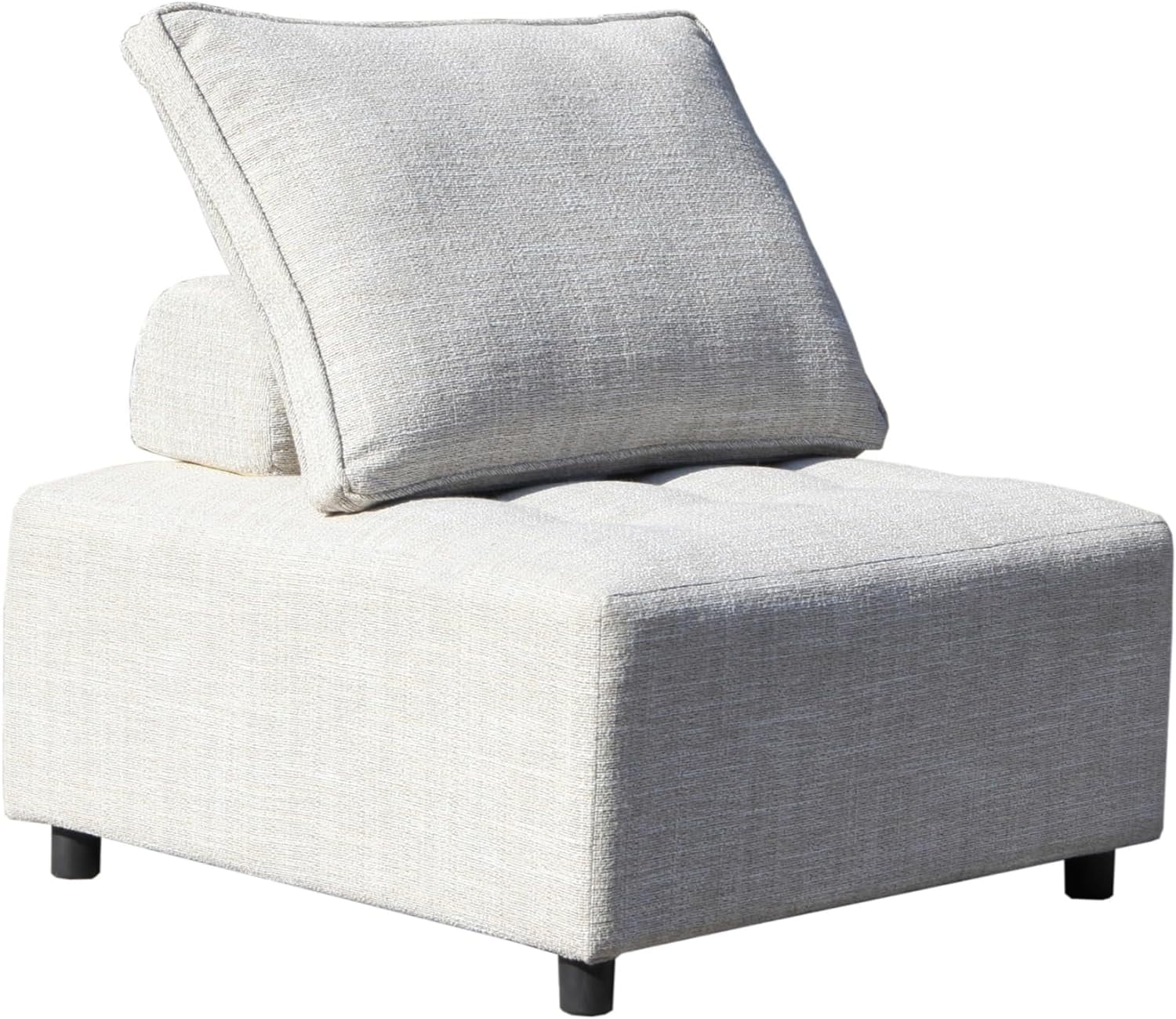 Outdoor Modular Sofa,Modern Sofa with Aluminum Structure, Support Cushion and Back Cushion,Sofa with Fade-Resistant and Cover-Removable Cushions,Beige(The Rate:Based on a Single Piece)