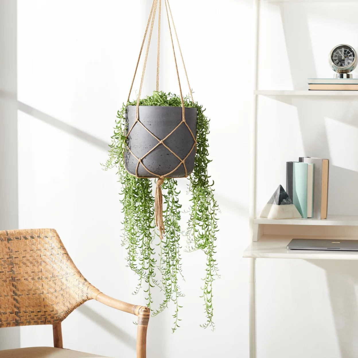 SAFAVIEH Peltria Concrete Modern Solid Hanging Patio Planter, Black