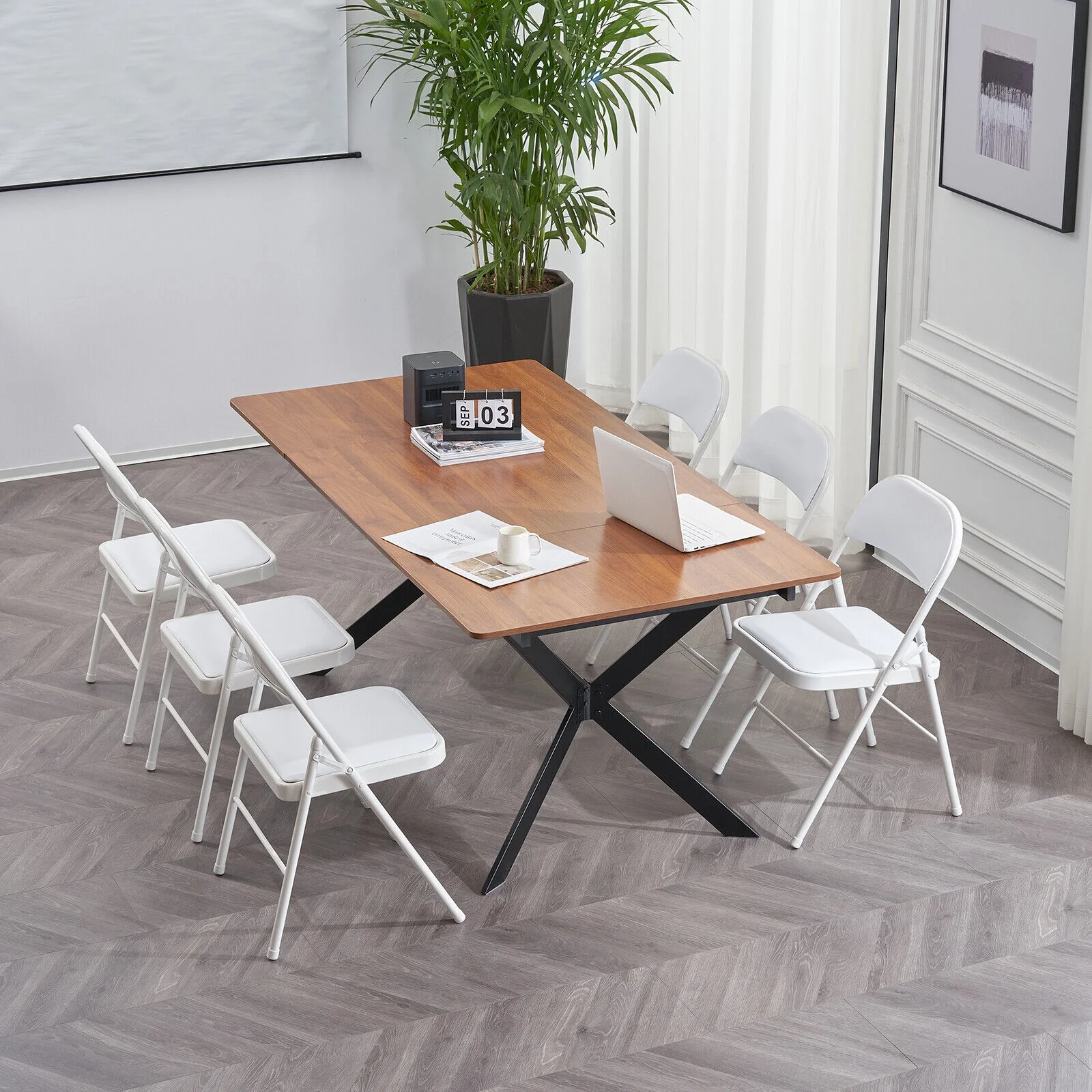 6 Pack Padded Folding Chairs Stackable Picnic Party Commercial Set Of 6 White