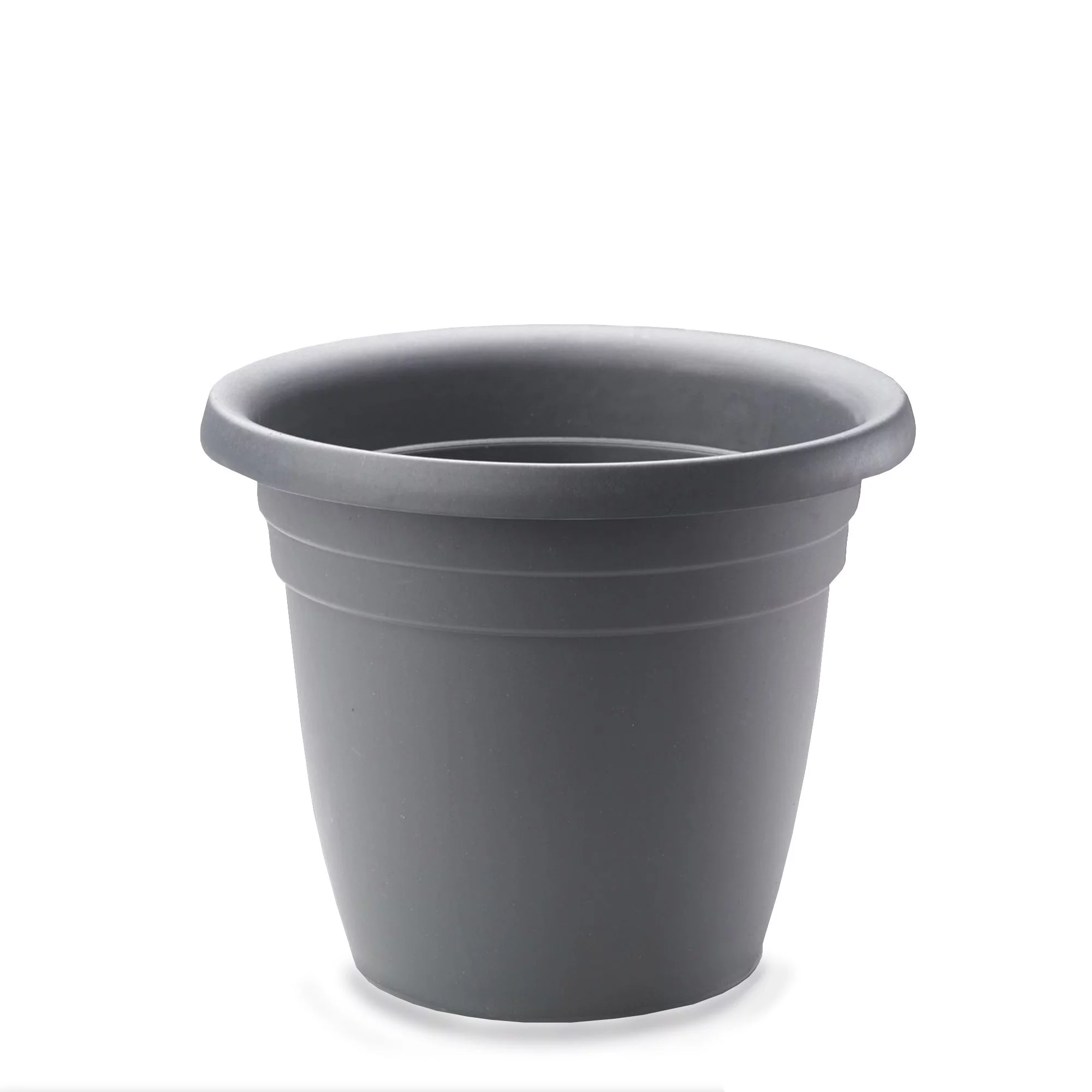 Crescent Garden In/Outdoor Emma Round Plastic Flower Pot Charcoal Colored Planter, 14 Inches