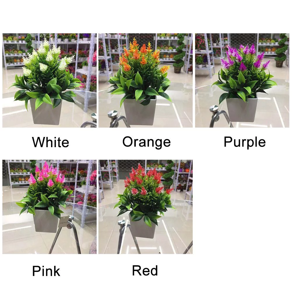 Decoration Office Outdoor Home Garden Artificial Plants Pot Faux PURPLE