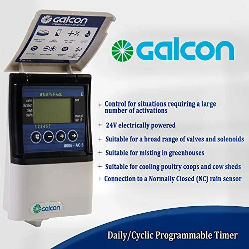 Galcon GAE2S0002U1 8006 AC-6 6 Station Zone Irrigation Controller Automatic Sprinkler, Daily/Cyclic Timer, Indoor Plant Watering System
