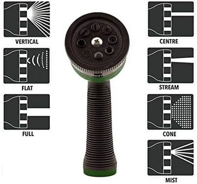 7 Way Sprayer Garden Hose Nozzle Water Pressure Head Sprinkler Lawn Rubber Grip
