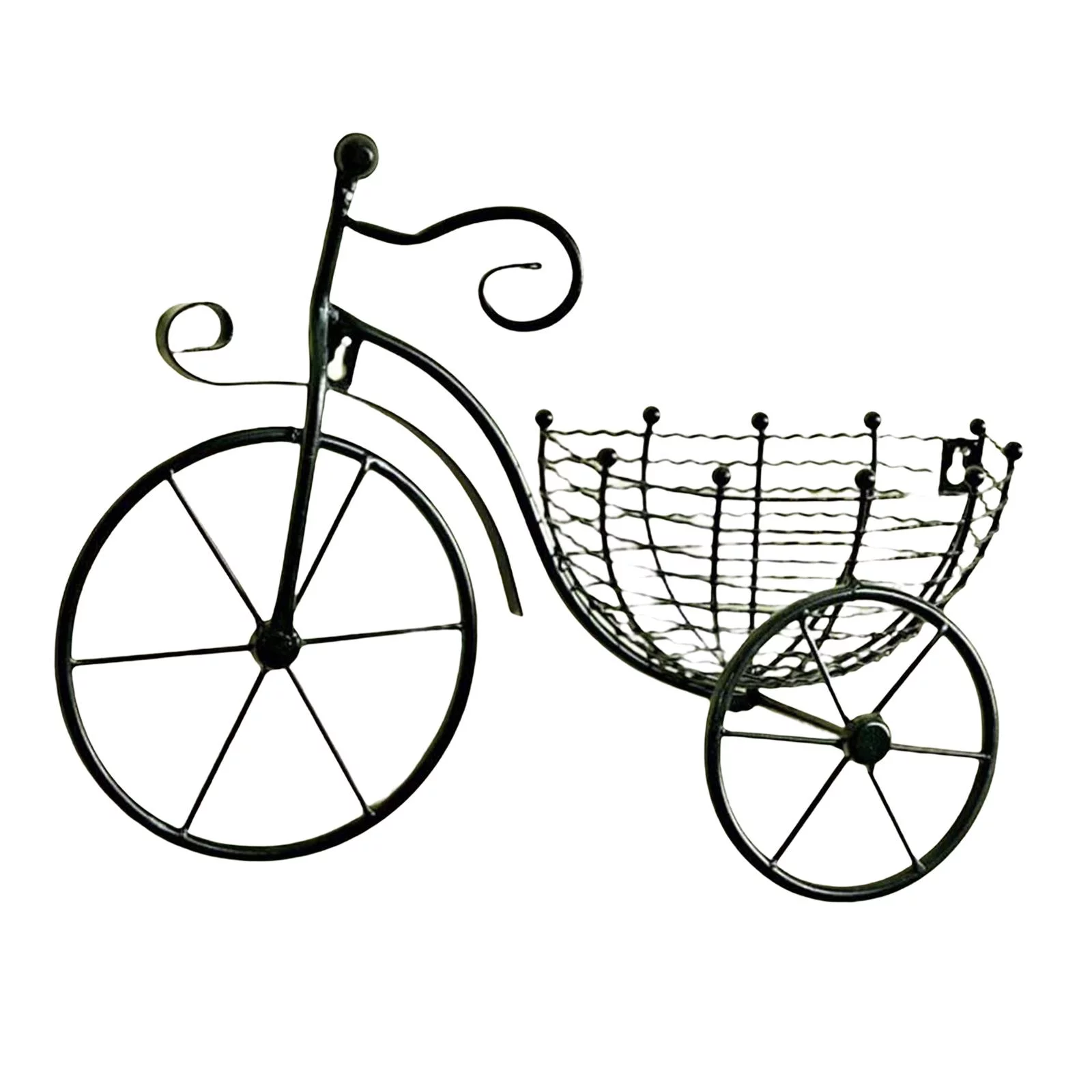 Wrought Iron Flower Basket, Wall Mount Hanging Flower Stand, Retro Style for Garden, Wedding, Living Room, Balcony Decoration Black