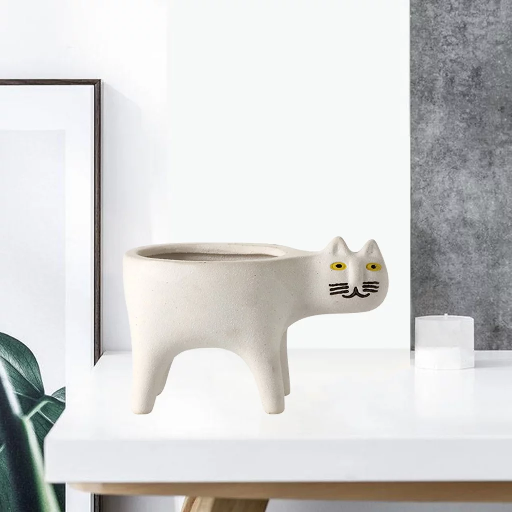 Ceramic Flower Planter Pot Micro Landscape Succulent Pots Flowerpot Decor Coarse Sand White