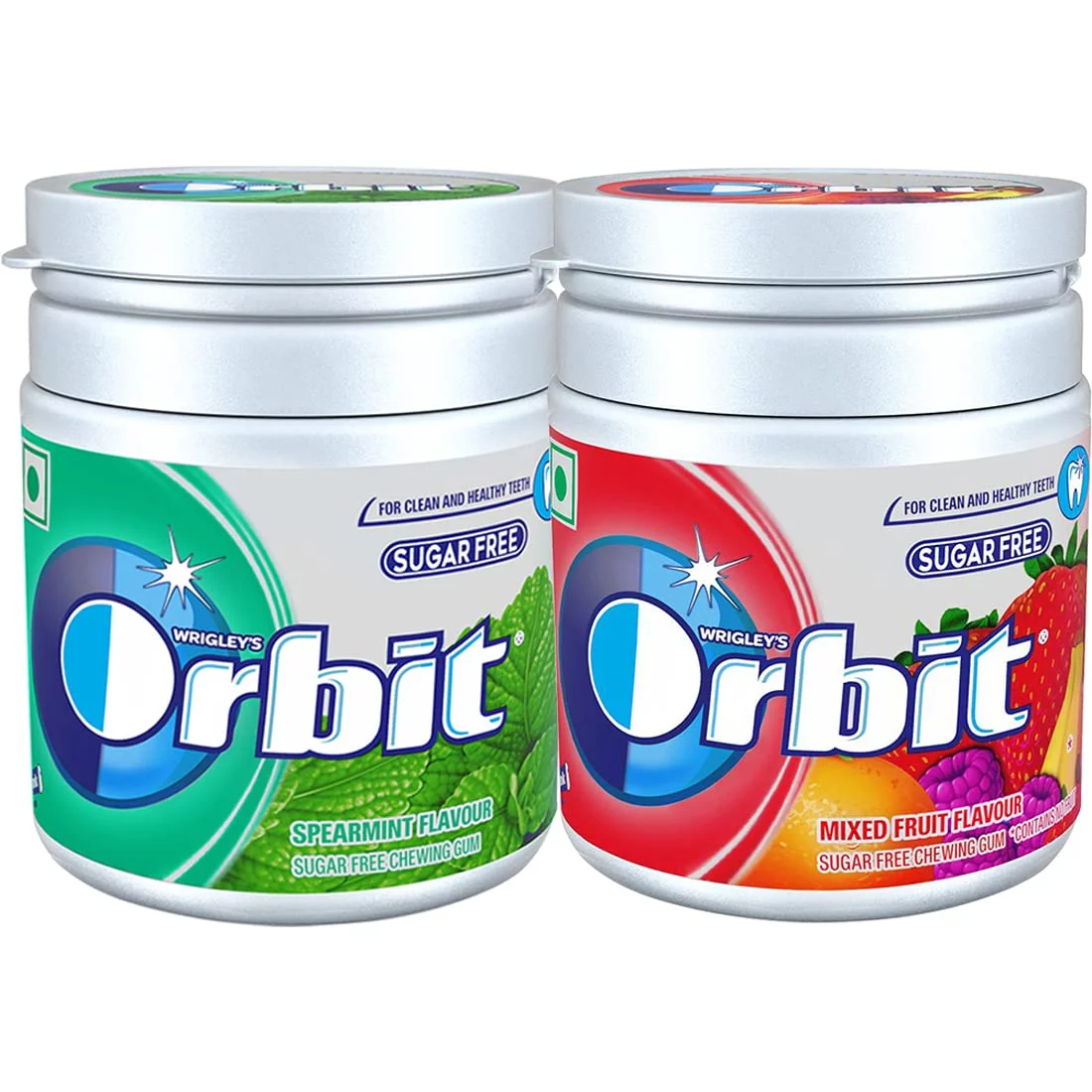 Orbit Sugar Free Chewing Gum (2 Pots of Spearmint and 2 Pots of Mixed Fruit)