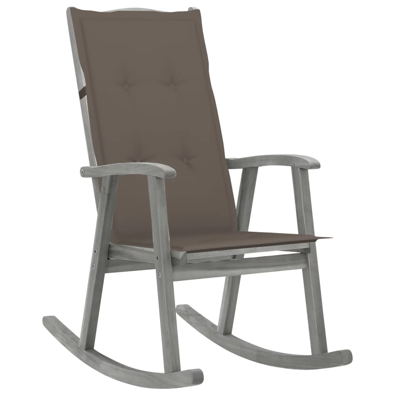 Suzicca Rocking Chair with Cushions Gray Solid Acacia Wood