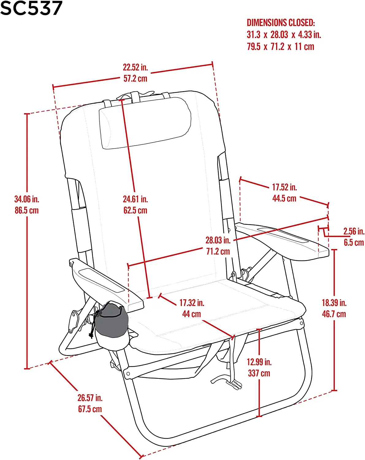 RIO beach Big Boy Folding 13 Inch High Seat Backpack Beach or Camping Chair, Aluminum, Green/Blue Stripe