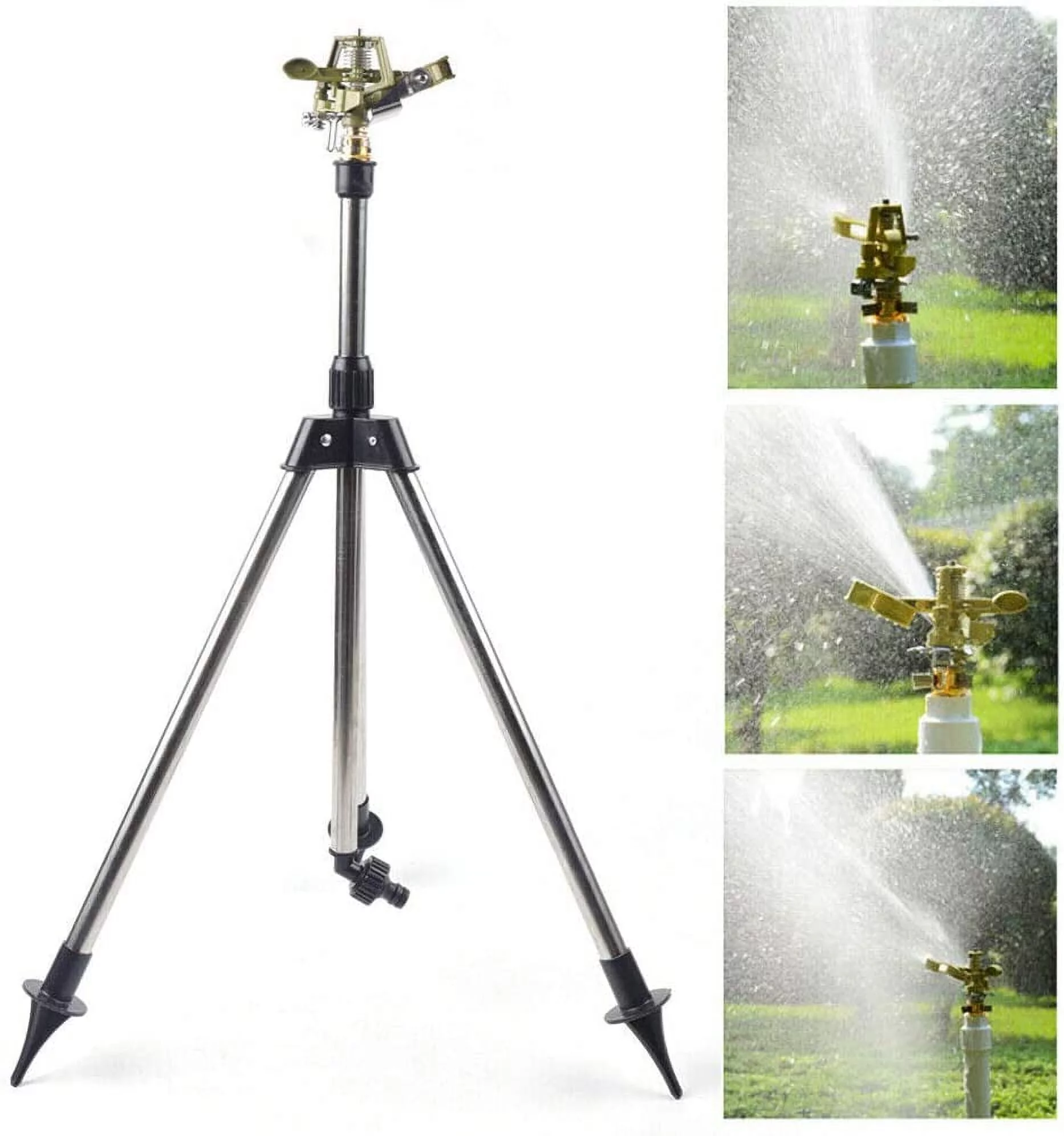 MONIPA Adjustable Irrigation Tripod Stand Stainless Triangular Bracket 360° Rotating Agriculture Farm Sprinkler Bracket Green Lawn Garden Plant Nozzle Watering Tool