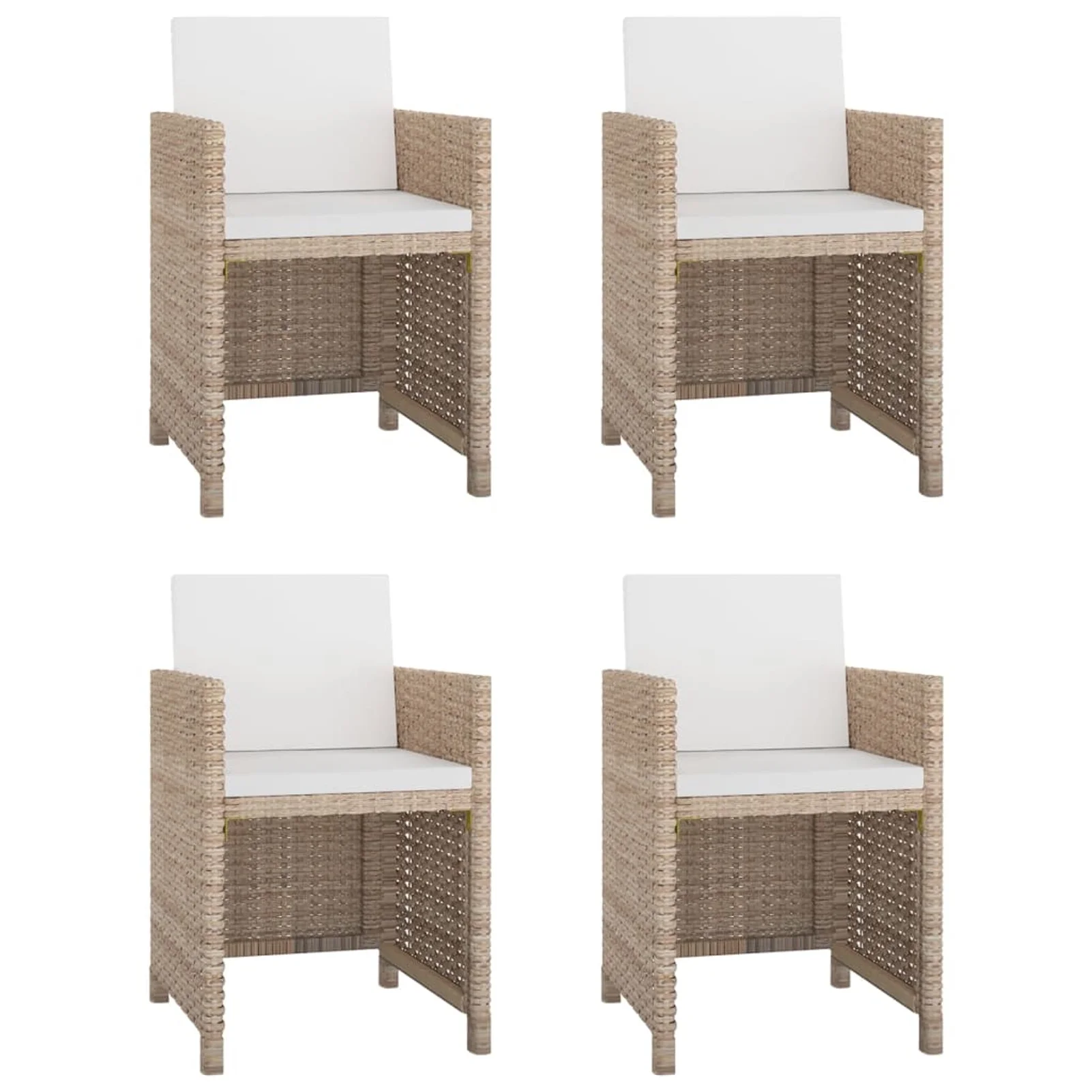 Carevas 5 Piece Patio Dining Set with Cushions Poly Rattan Beige