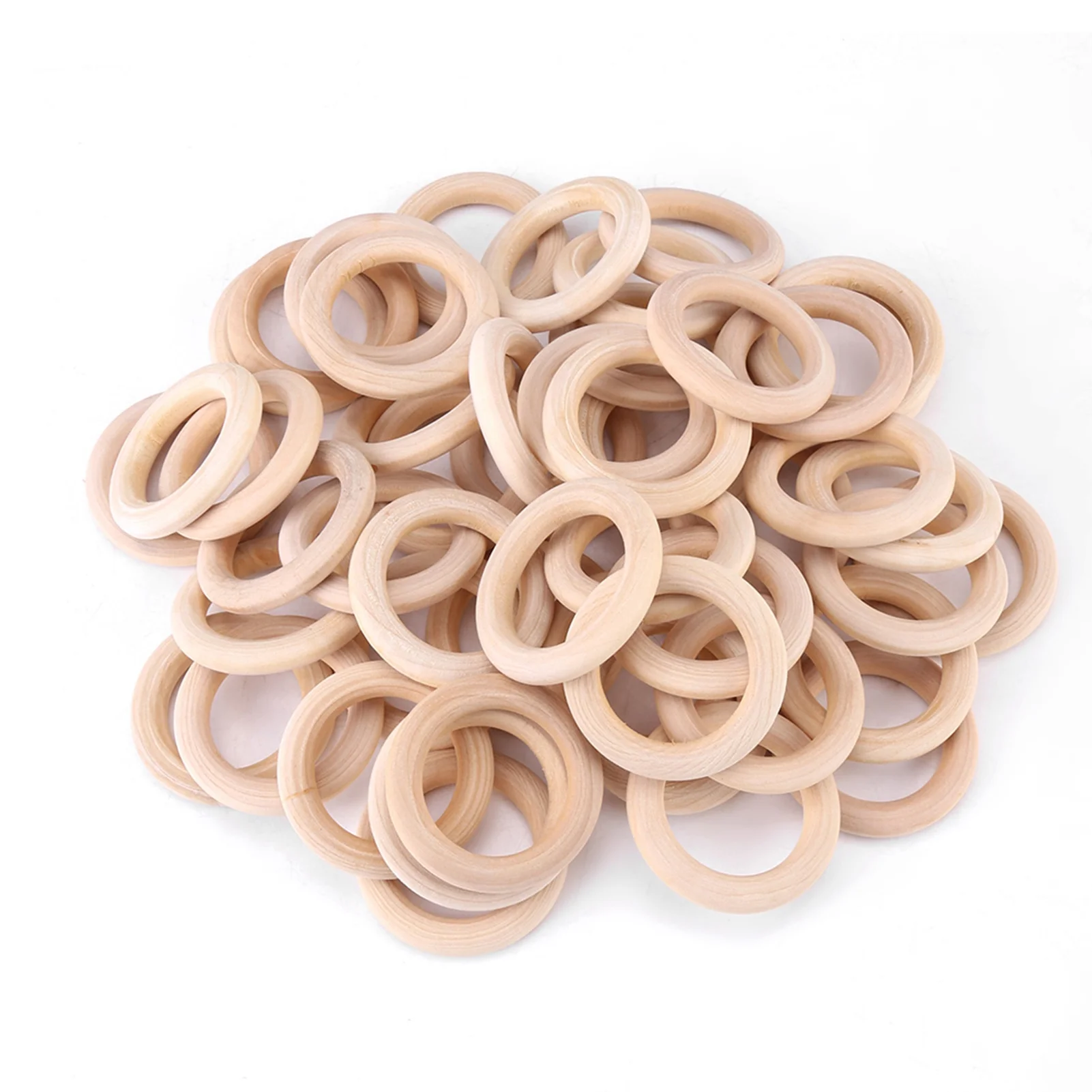 50 Pcs Natural Wooden Rings, Unfinished Wood Rings, Wooden Loops Rings Pendant Connectors for DIY Arts and Crafts, Jewellery Making, Home Decor Wooden Ring Pendant Connectors