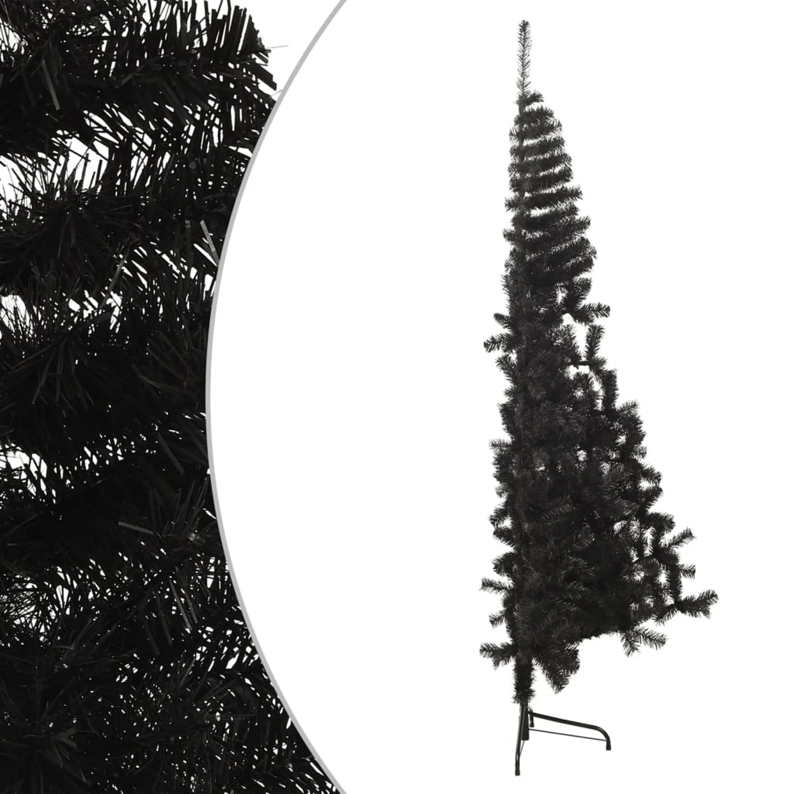 Walmeck Artificial Half Christmas Tree with Stand Black 7 ft PVC