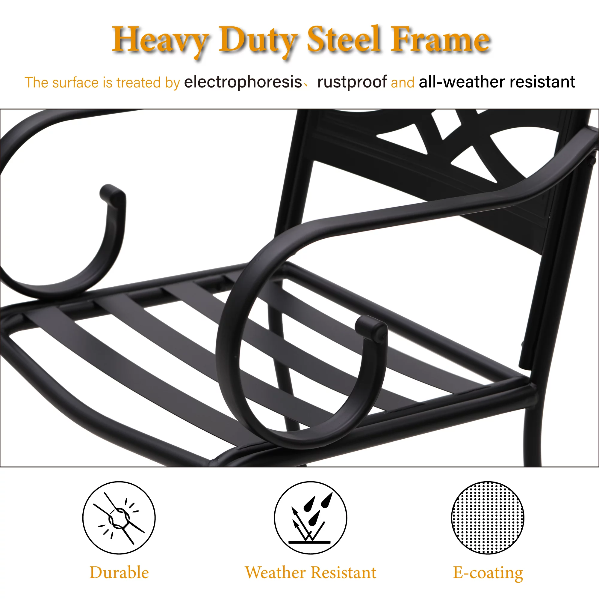 Sophia&William Steel Patio Dining Chairs Set of 4 with Beige Cushion and Pillow