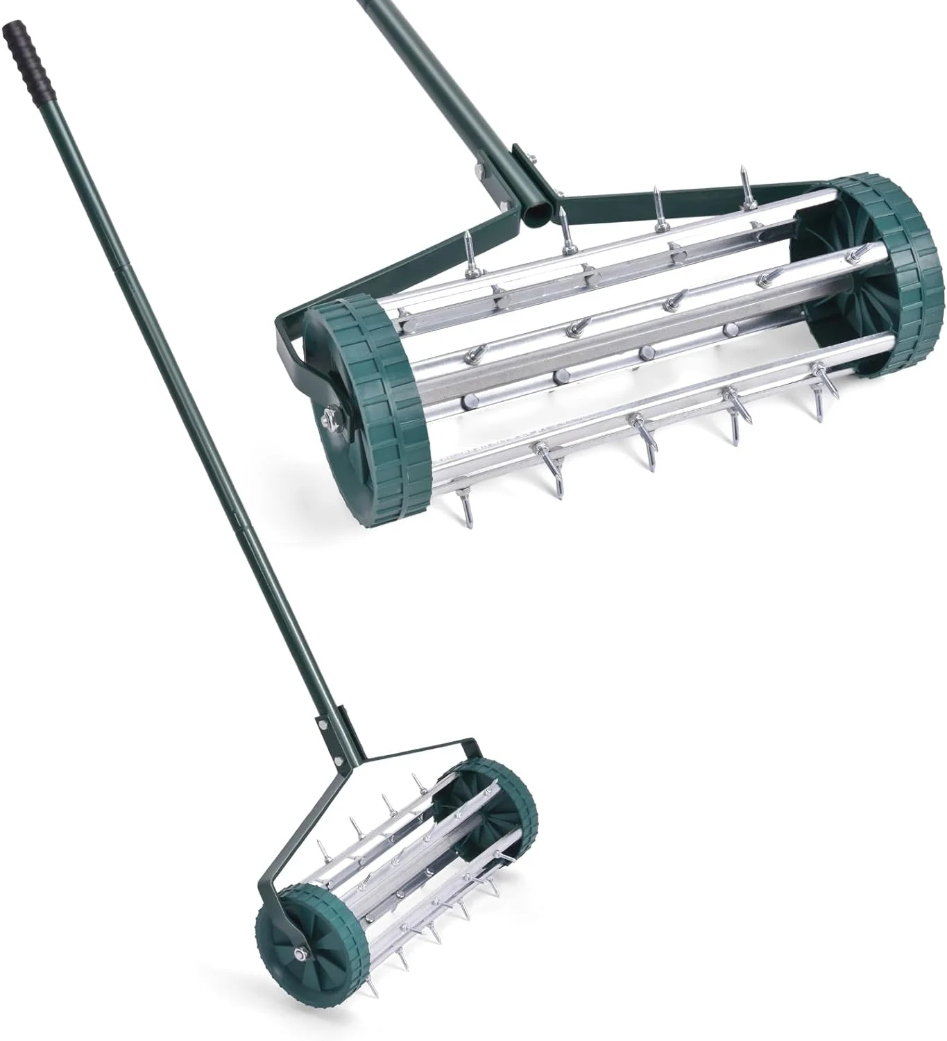 Lawn Aerator, 17inch Heavy Duty Rolling Aerator with Sharp Spikes & Anti-Slip Handle, Push Grass Lawn Aerator for Lawn, Garden, Yard, Manual Aerator Tool (Basic)