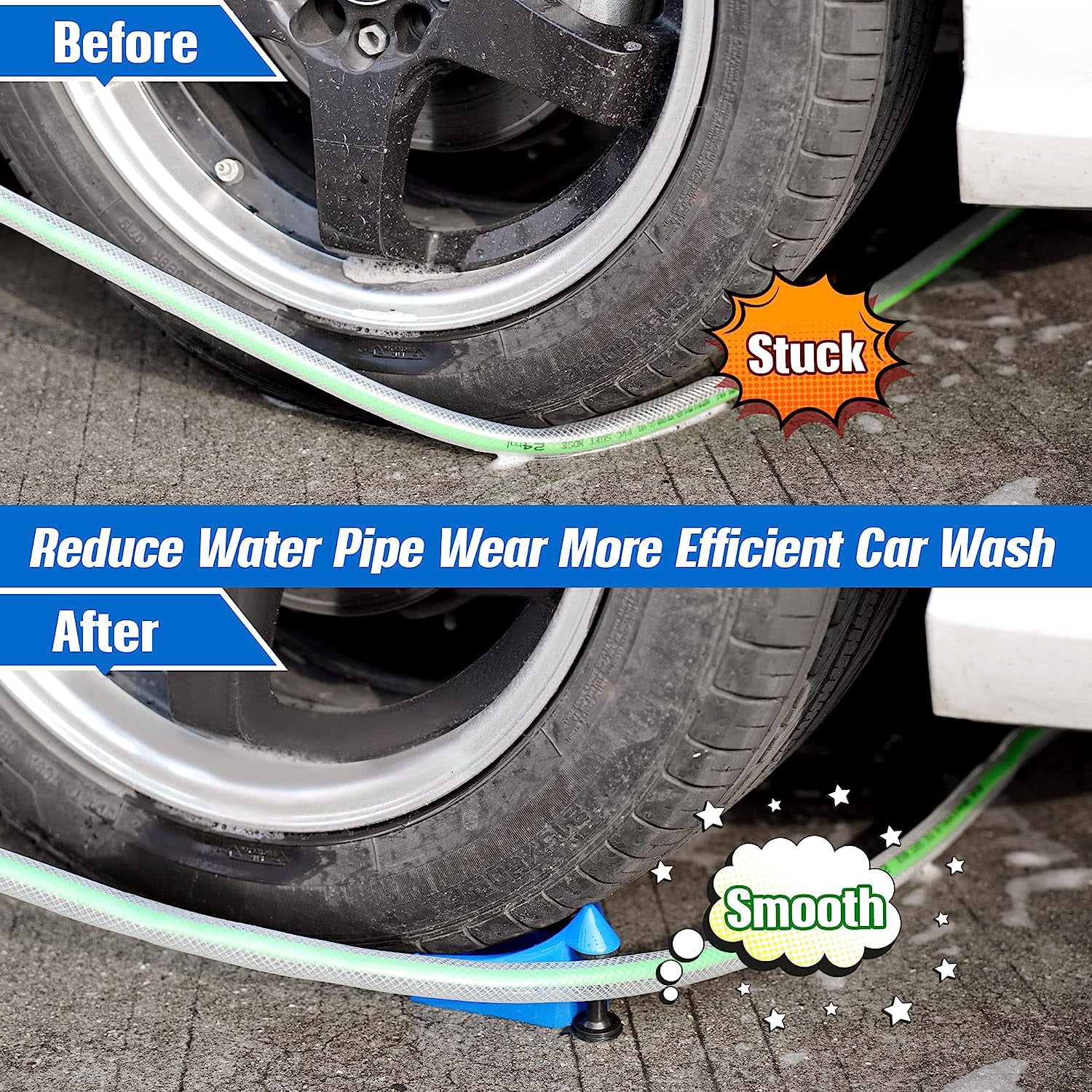 Prevent Pressure Washer Hose Stuck Blue Car Wash Tool Car Hose Guide Prevent Water Pipes from Wearing Out