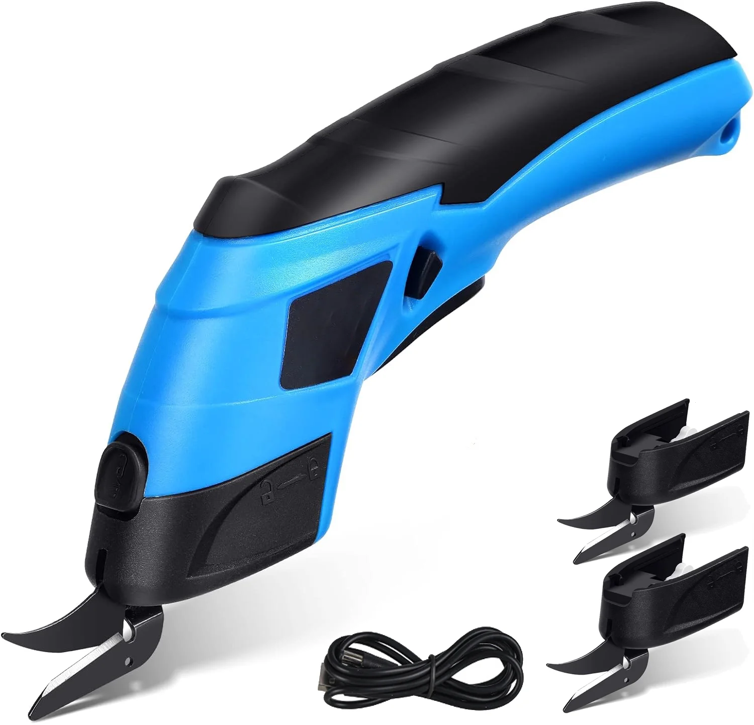 Electric Fabric Scissors Box Cutter, Electric Cloth Cutter Fabric Cutting for Sponge/Leather/Paperboard/Rug, with 2PCS Blade