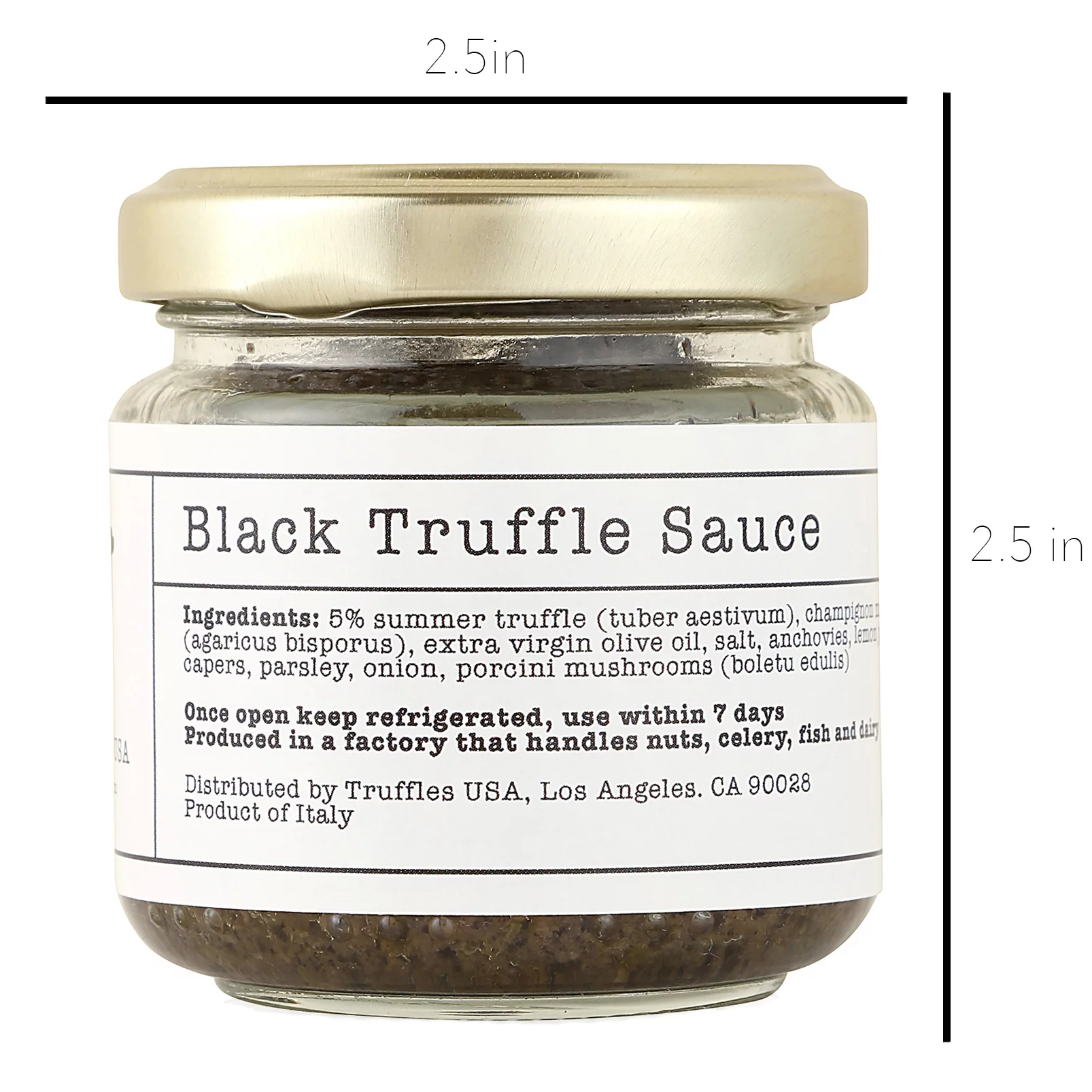 TRUFFLES USA Black Truffle Sauce 2.82 oz Jar Product of Italy