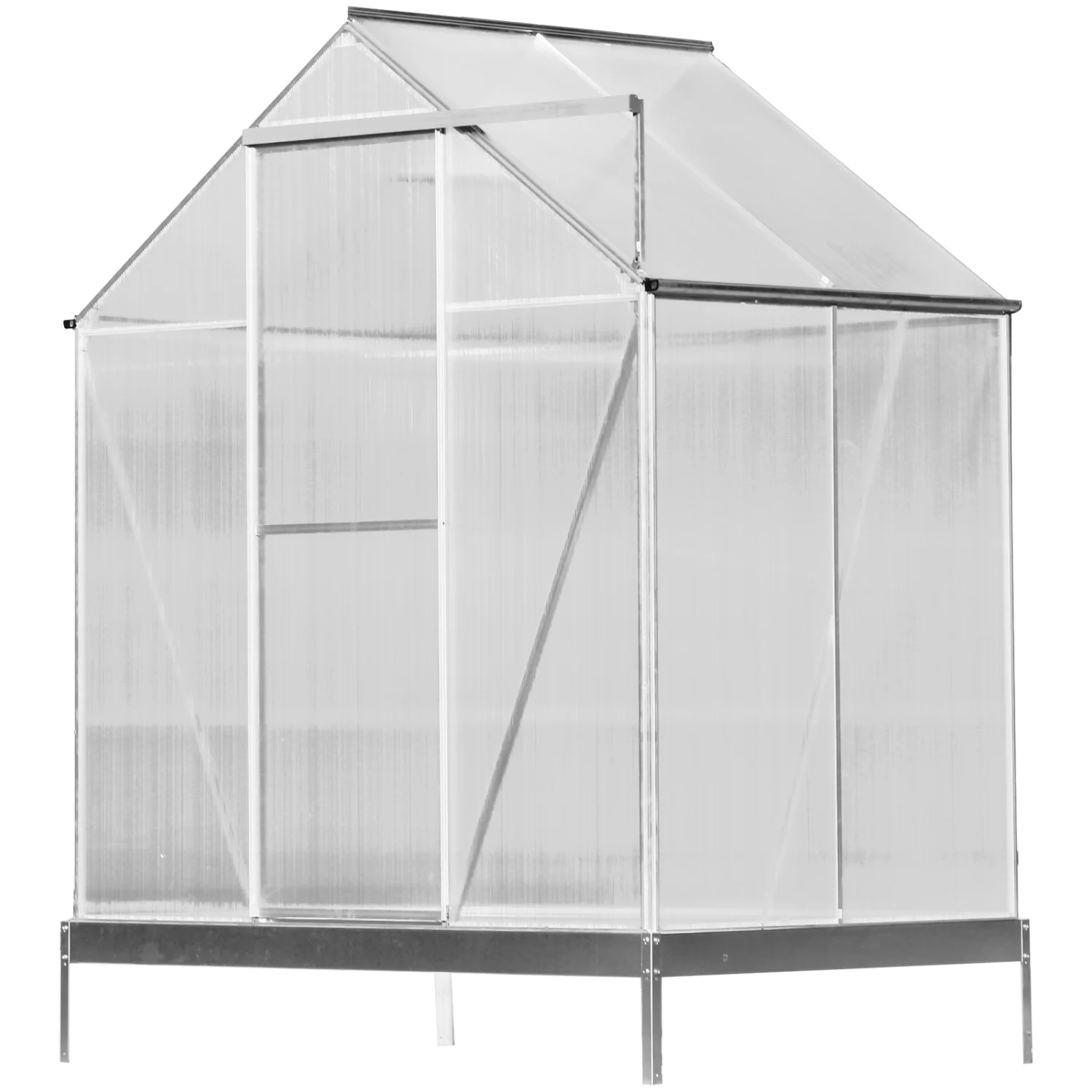 Vibrant Green Durable Heavy Duty 6.3‘*4.2‘*7‘ Polycarbonate Greenhouse - Premium Outdoor Aluminum Walk-in Green House Kit with Built-in Rain Gutter  Ventilation System  and Easy Access Do