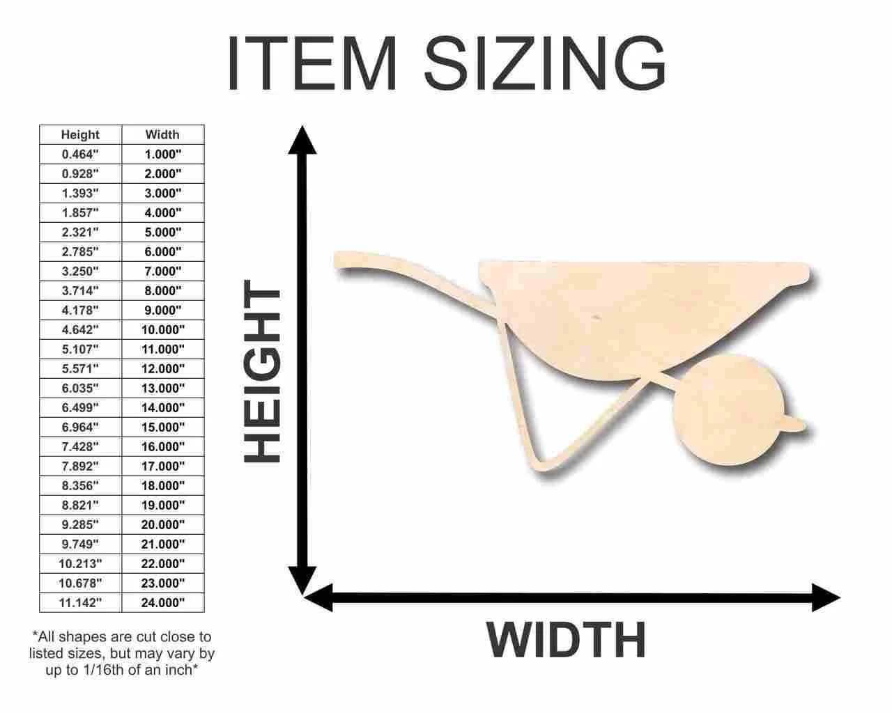 Unfinished Wood Wheelbarrow Shape - Farm - Garden - Craft - up to 24