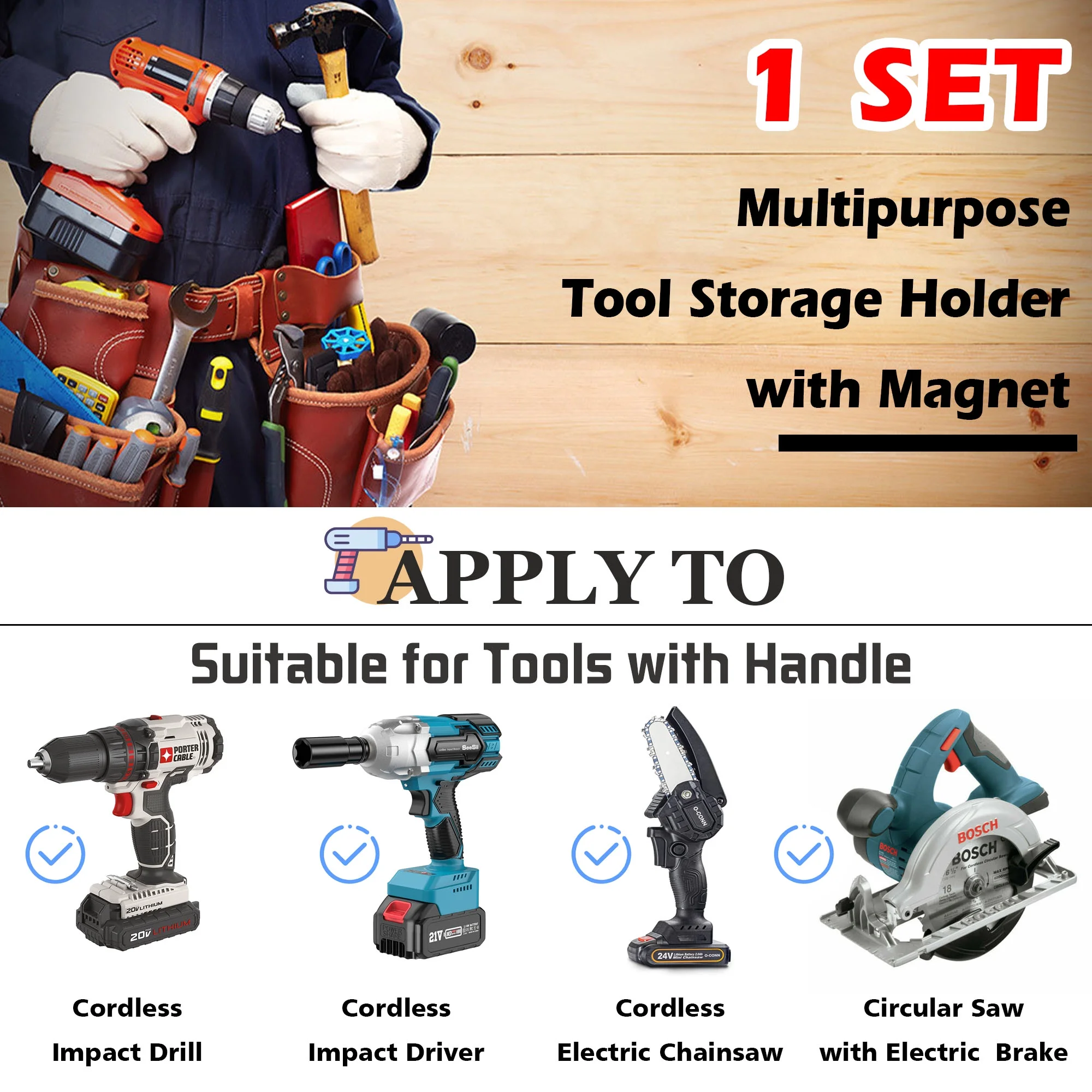 ULIBERMAGNET Heavy Duty Magnetic Drill Clip Holsters,1 SET Tool Storage Holder with Magnet,Strong Magnetic Clip for Cordless Power Tools,Screws,Nails,Screw Driver,Drill Bit,Wrench,Metal Accessories