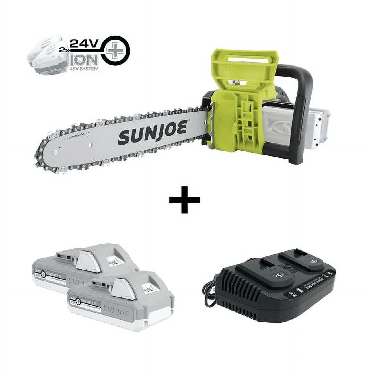 Restored Premium Sun Joe 24V-X2-CS16-CT 48-Volt ION+ Cordless Chain Saw 16