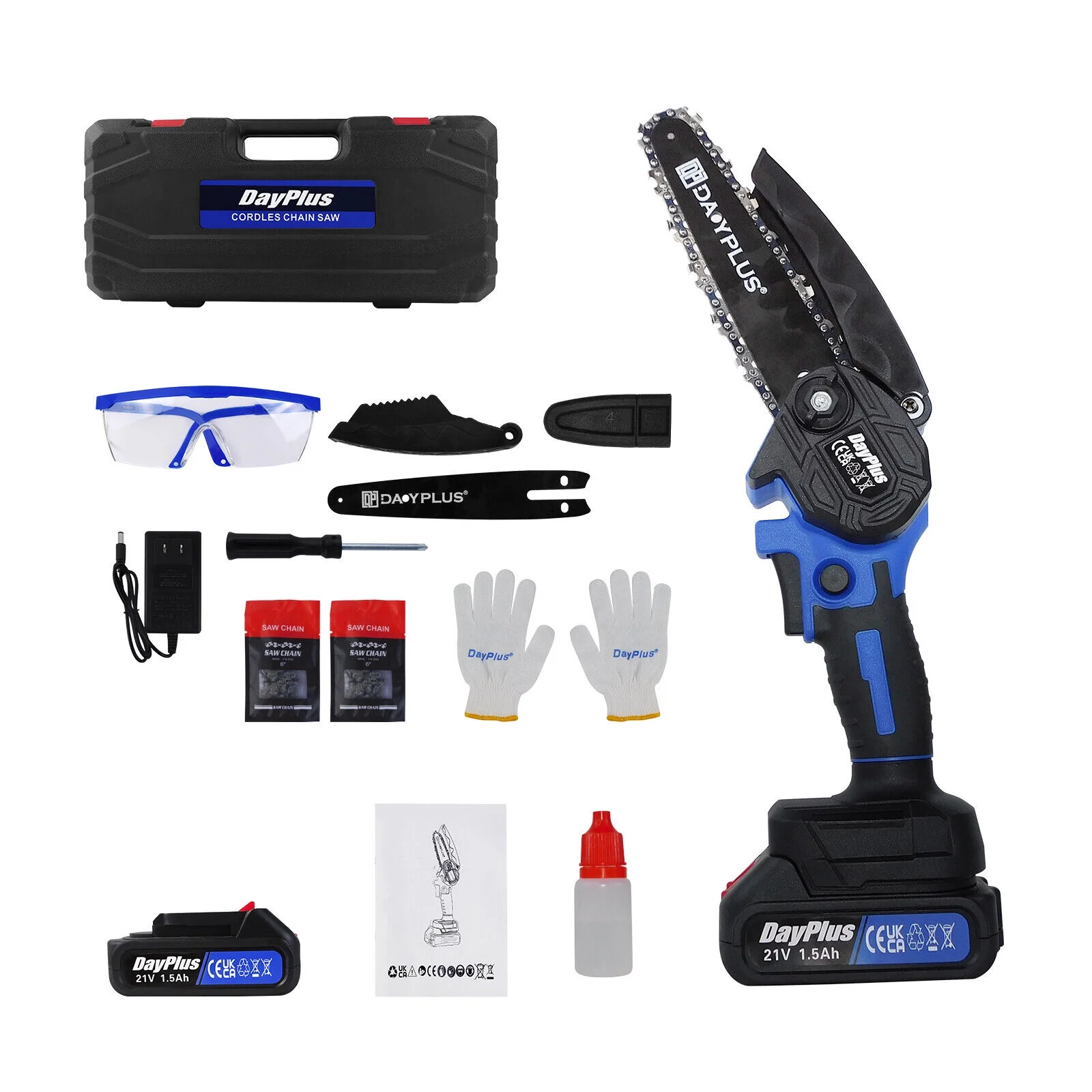 Dayplus Mini Chainsaw with Battery, 6 Inch Battery Chainsaw, Electric Hand Chainsaw, Battery Chainsaw with Battery