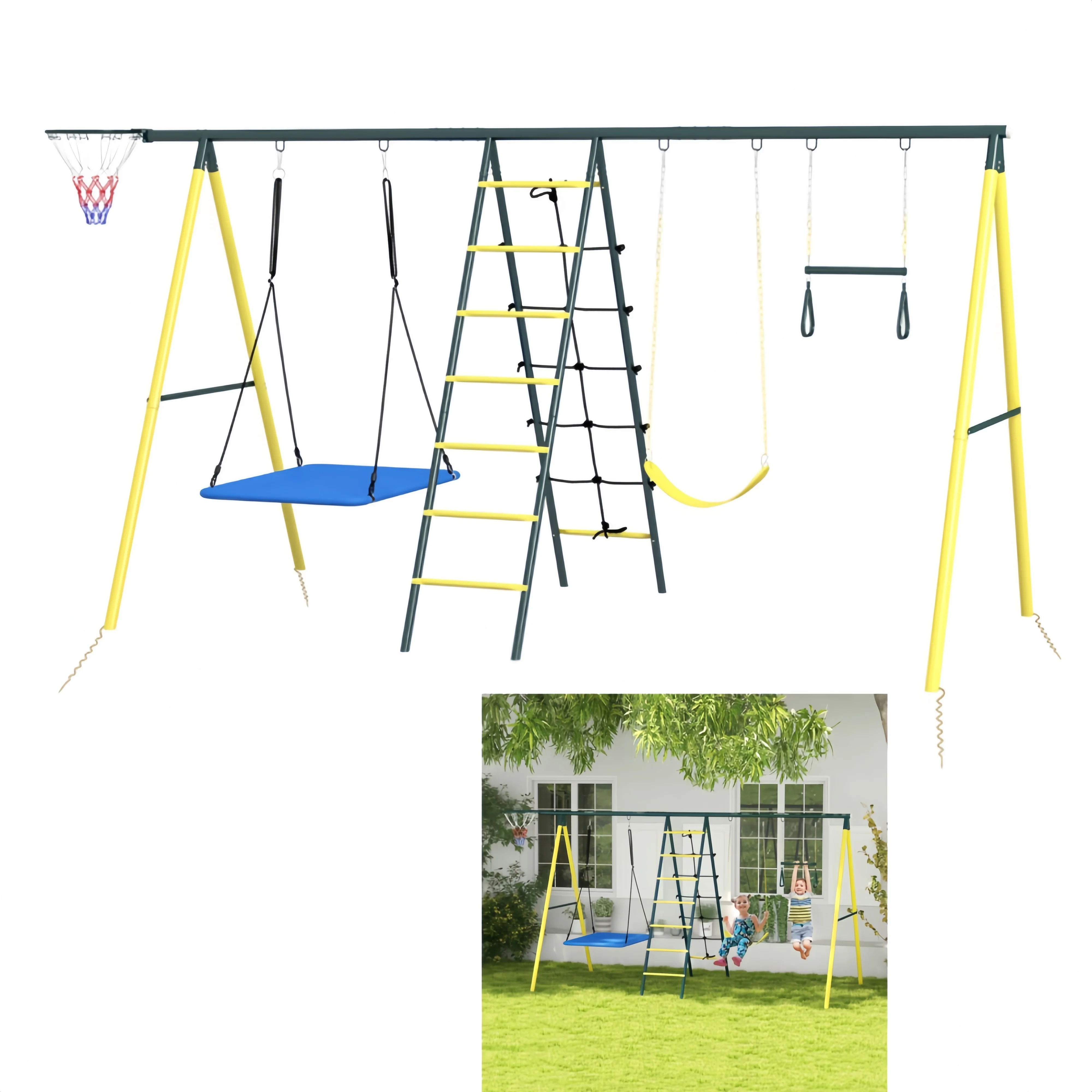 Yahaolhgd outdoor swing set multi-functional with outdoor garden accessory