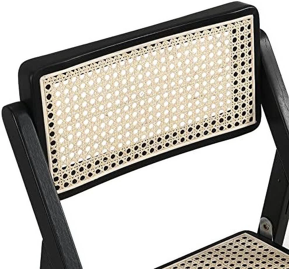 xrboomlife Frances  Folding Cane Rattan Chairs (Black)