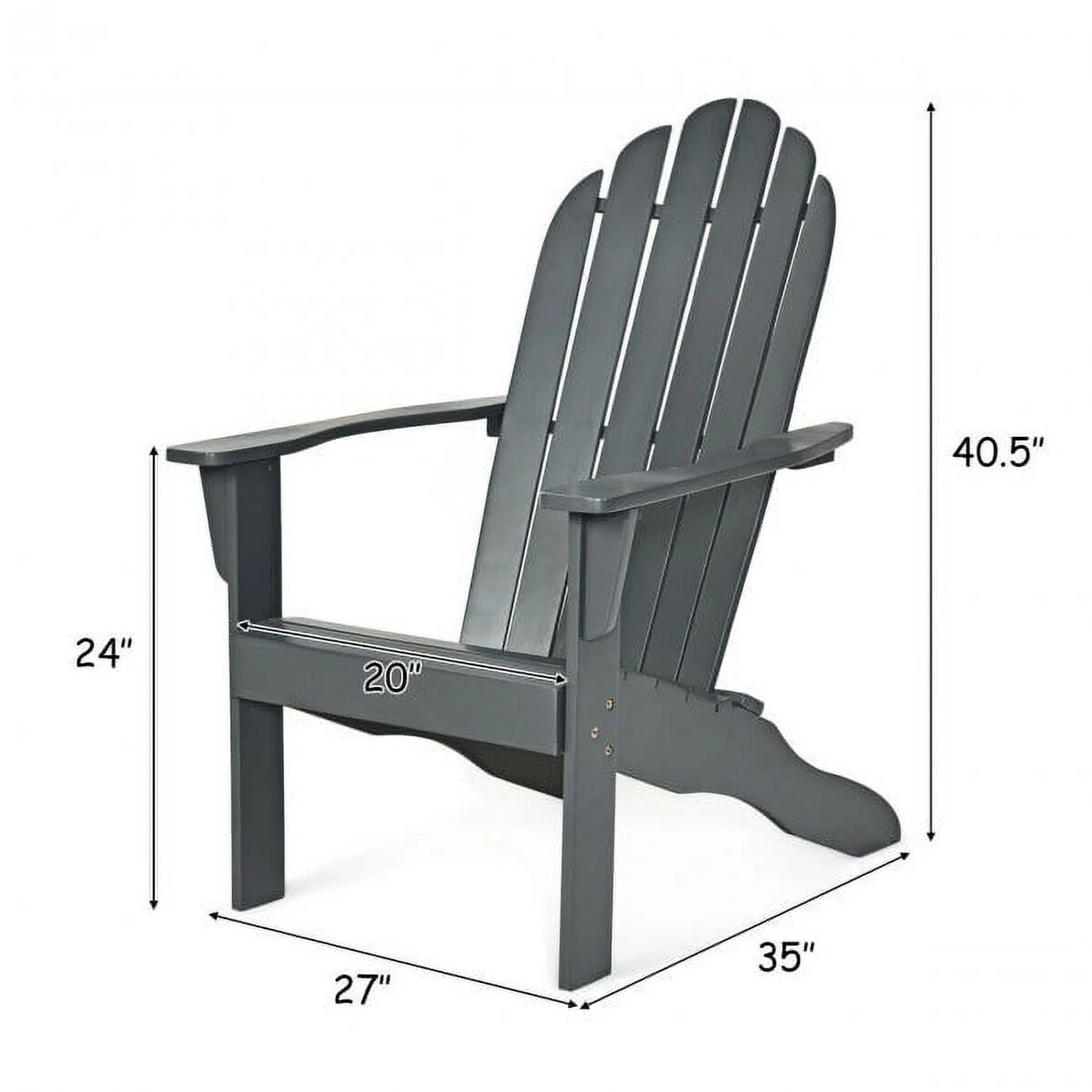 Wooden Frog-Style Adirondack Chair - 19.0 - Experience comfort with our frog-inspired outdoor chair!