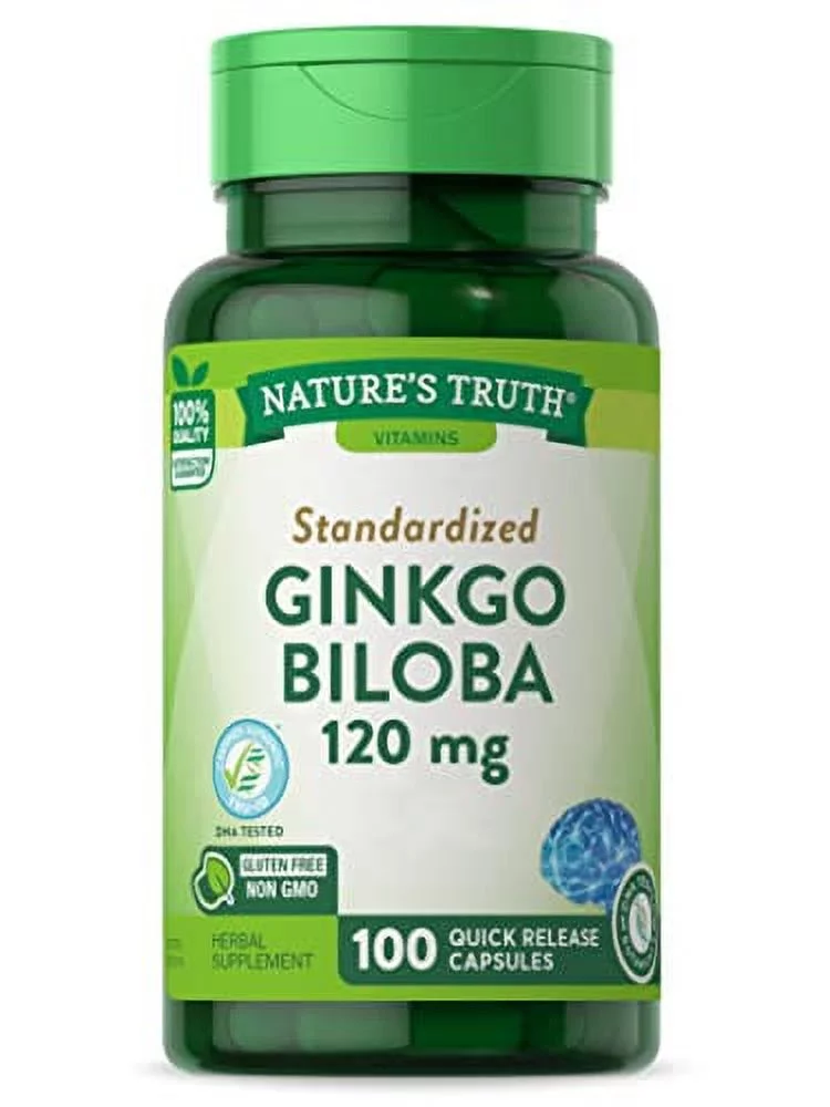 Nature's Truth Ginkgo Biloba 120 mg Standardized Plus Bacopa Extract Capsules, 100 Count, 3 Pack