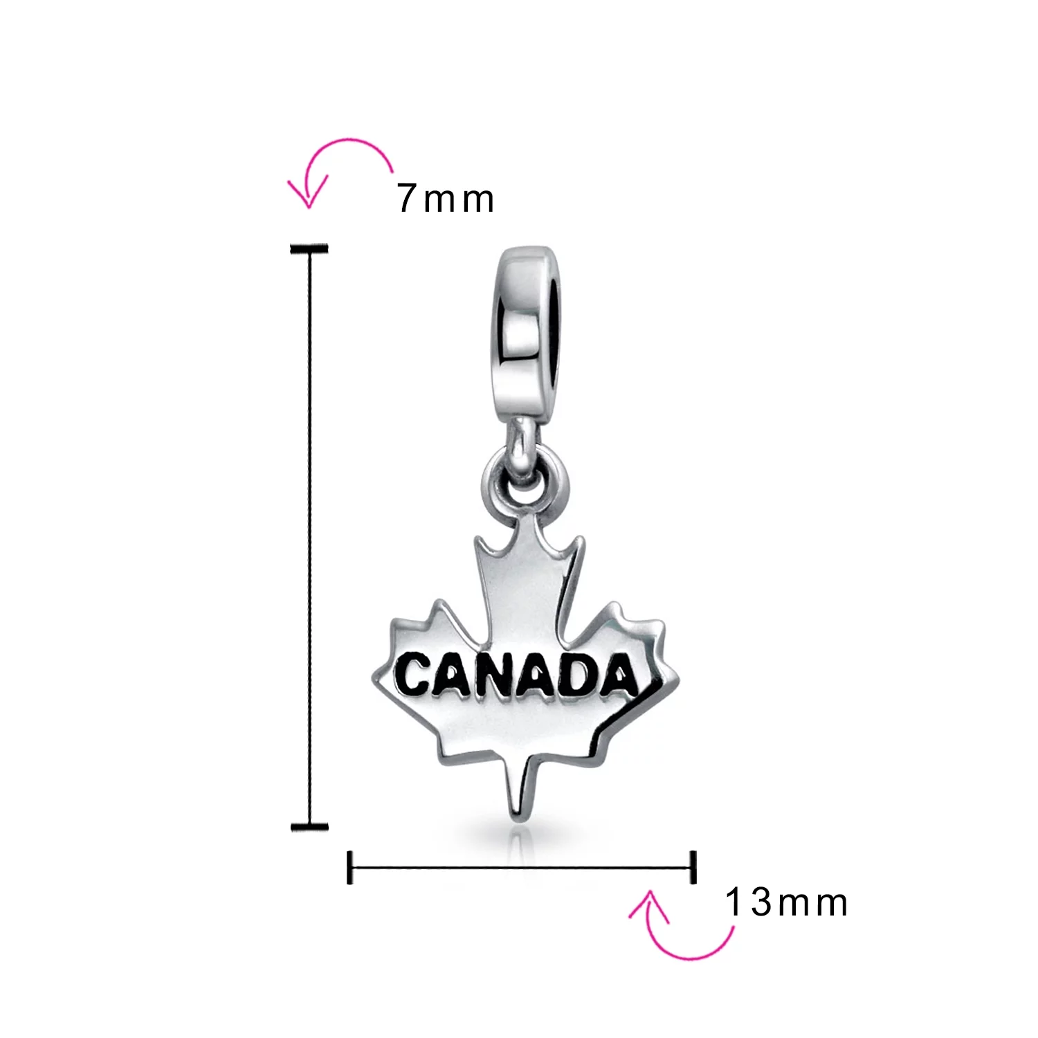 Bling Jewelry Canadian Travel Dangle Canada Maple Leaf Bead Charm Sterling Silver