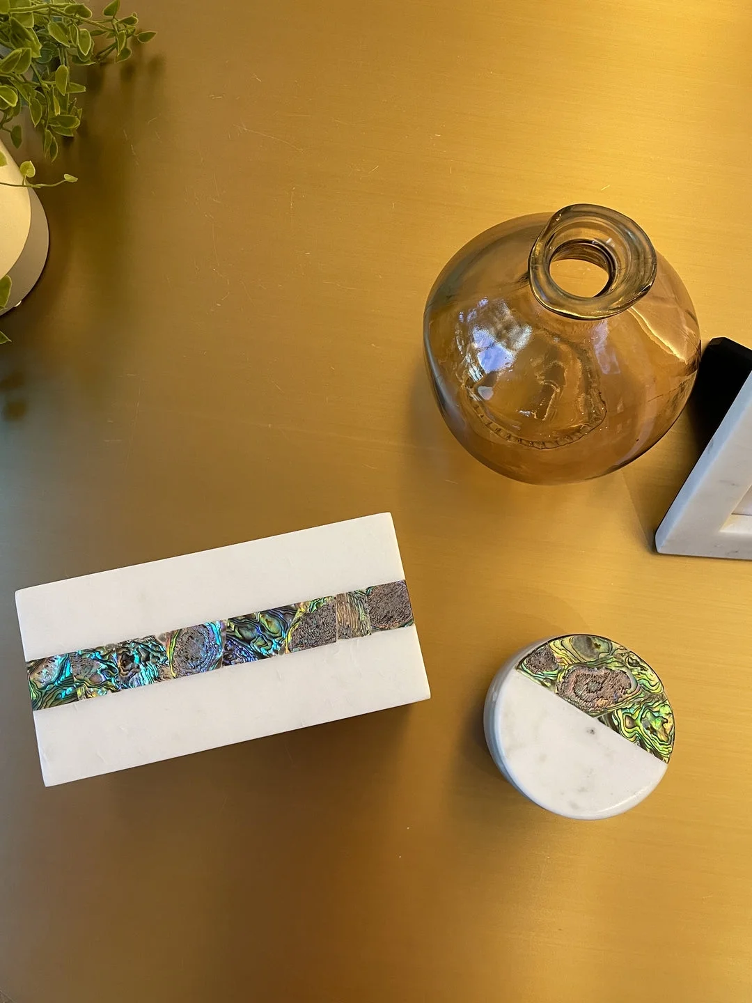 Rainbow Mother of Pearl Eucalyptus Marble Candle