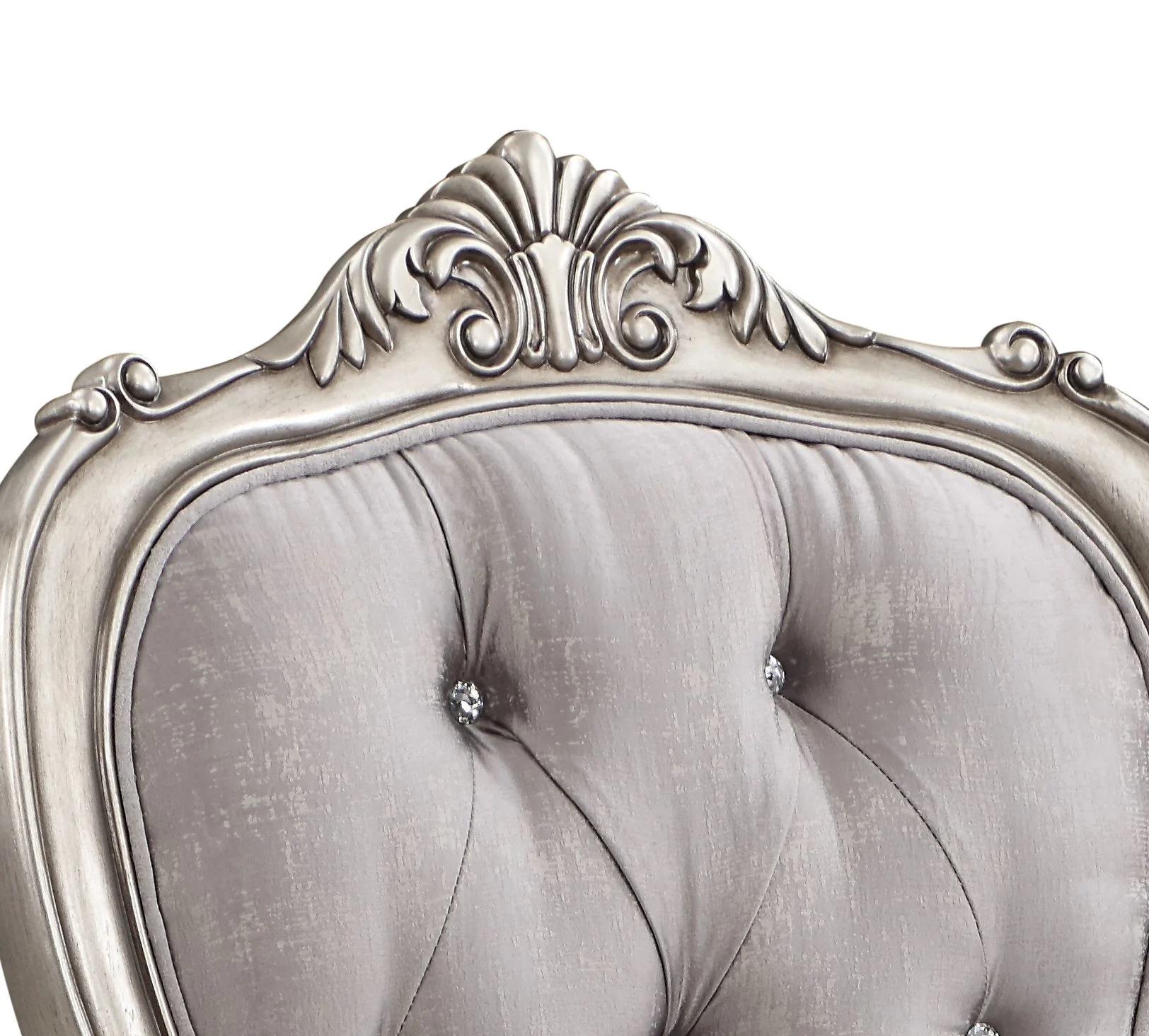 CoSoTower Side Chair (Set-2), Velvet & Antique Plantinum Finish